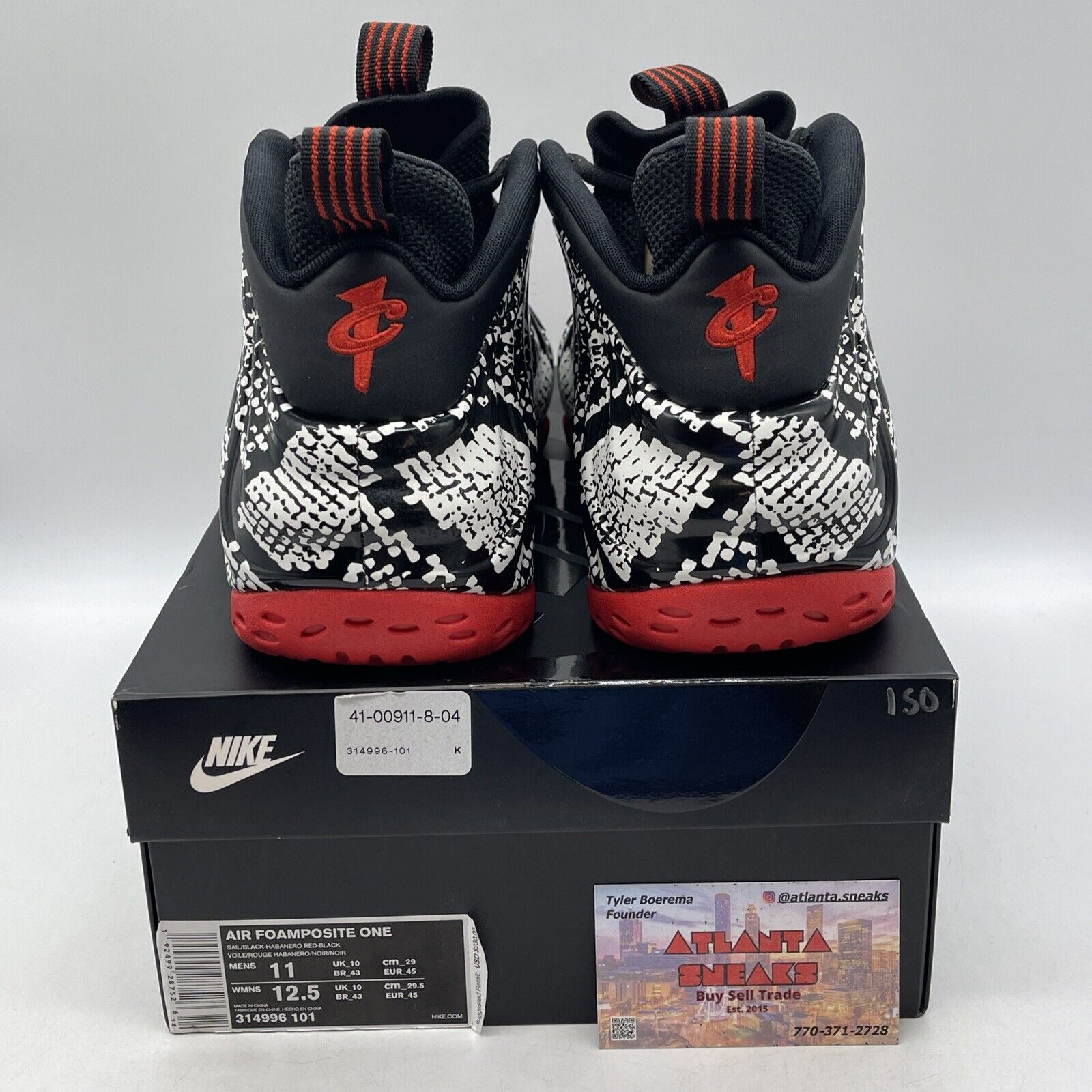 Size 11 - Nike Air Foamposite One Albino Snakeskin Black Leather (314996-101)
