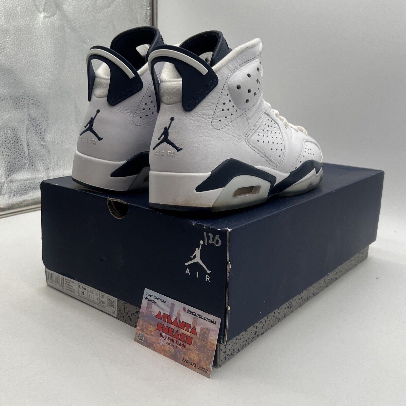 Size 8 - Jordan 6 Retro Midnight Navy White Leather (CT8529-141)