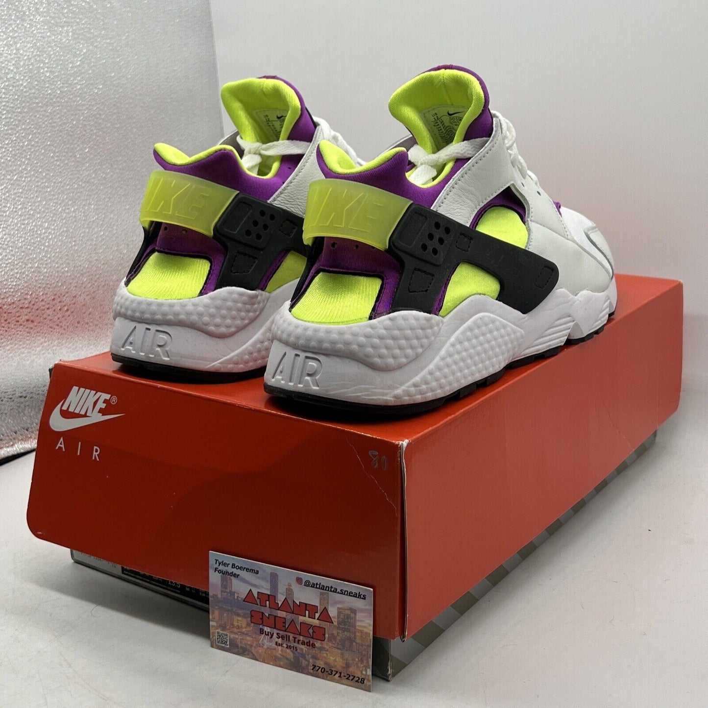Size 12 - Nike Air Huarache Magenta White Neon Yellow Black Purple (DD1068-104)