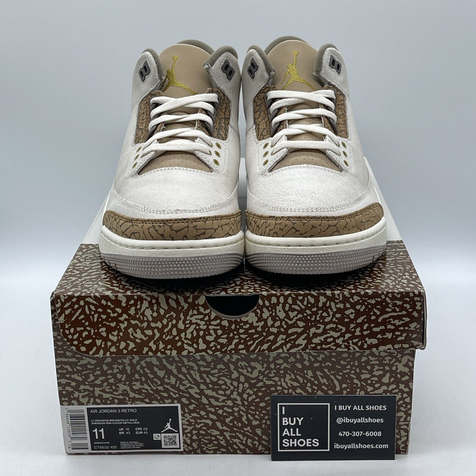 Size 11 - Jordan 3 Retro Low Palomino Brown White Suede Leather (CT8532-102)