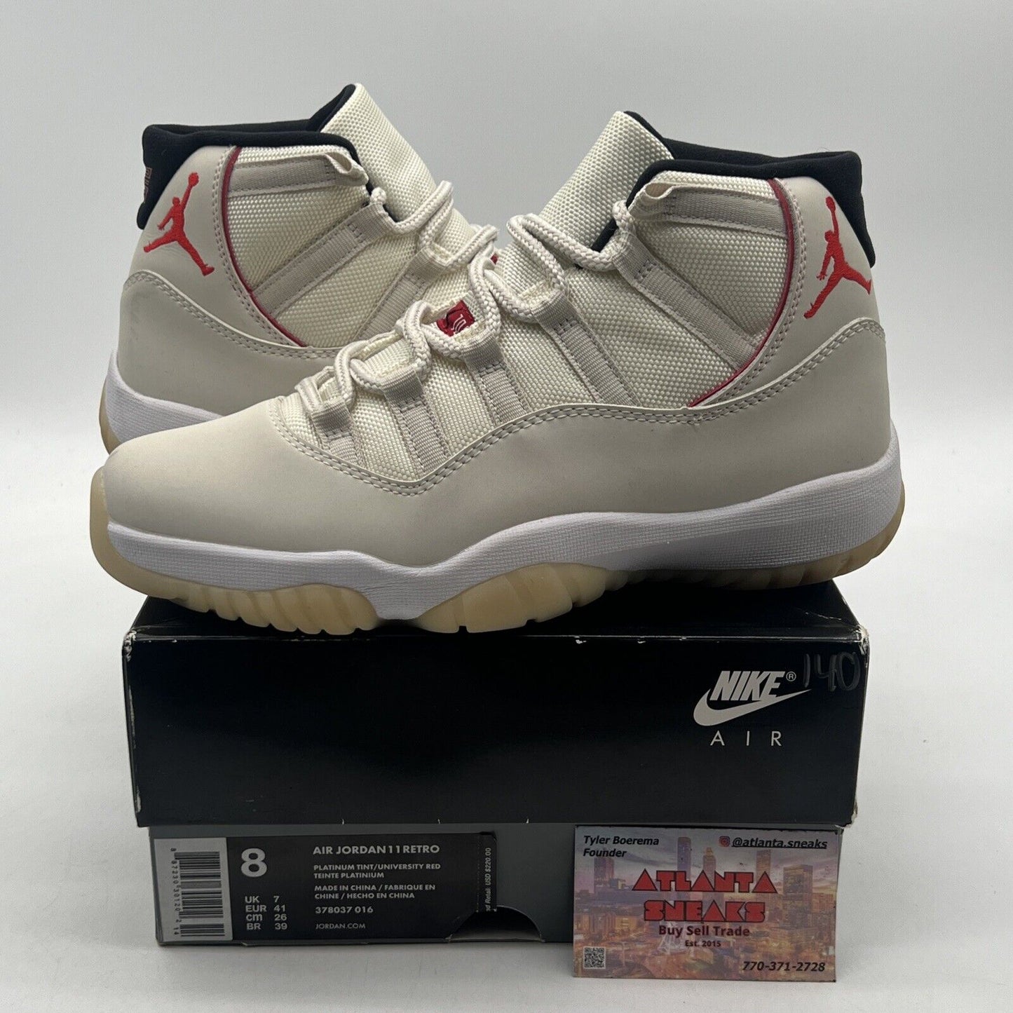 Size 8 - Air Jordan 11 Retro Platinum Tint White Red (378037-016)