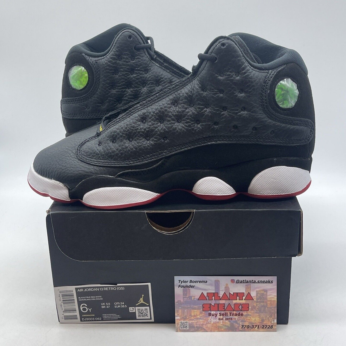 Size 6Y (GS) - Jordan 13 Retro 2023 Mid Playoff Black White Suede (DJ3003-062)