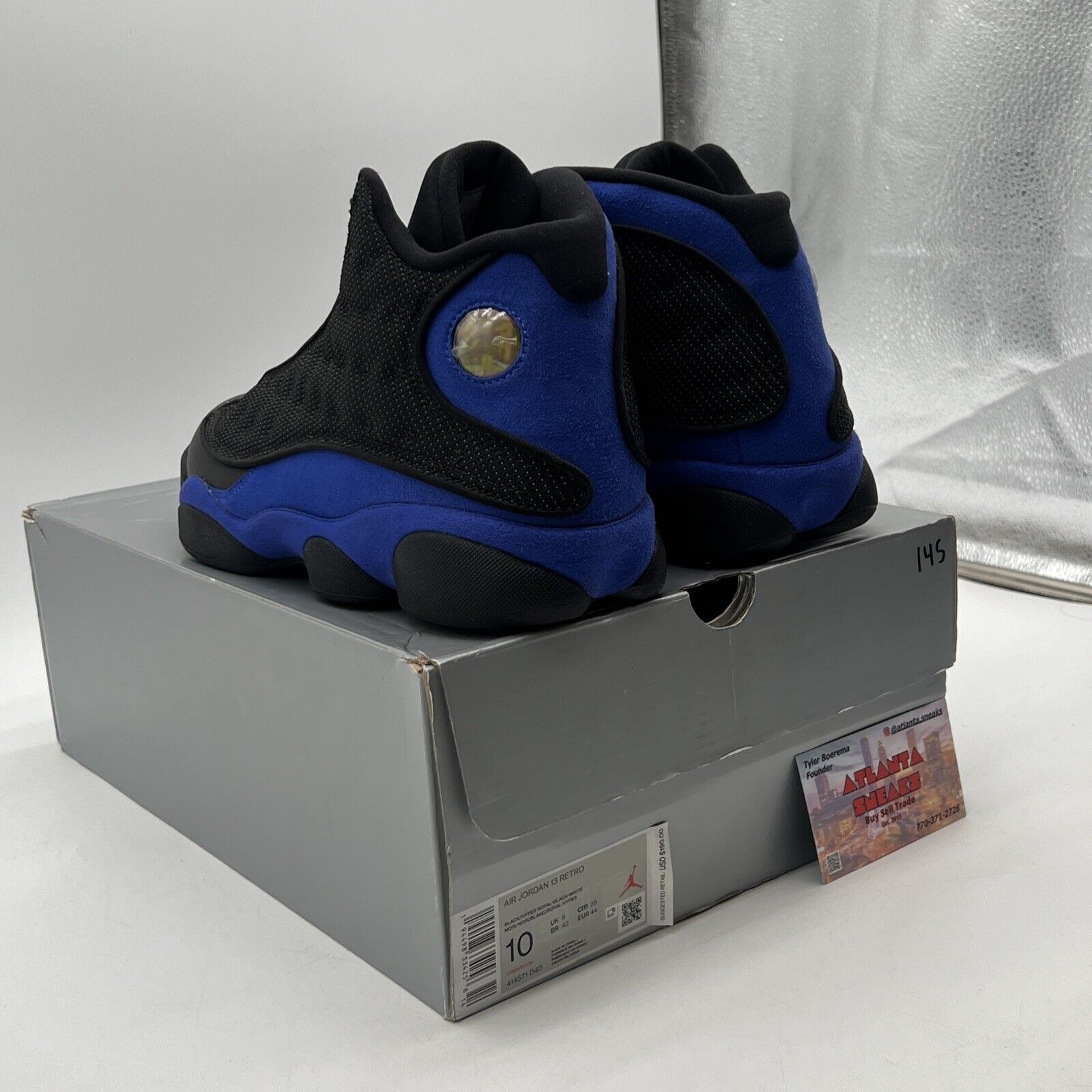 Size 10 - Jordan 13 Retro Hyper Royal 2020 Black Leather Suede (414571-040)