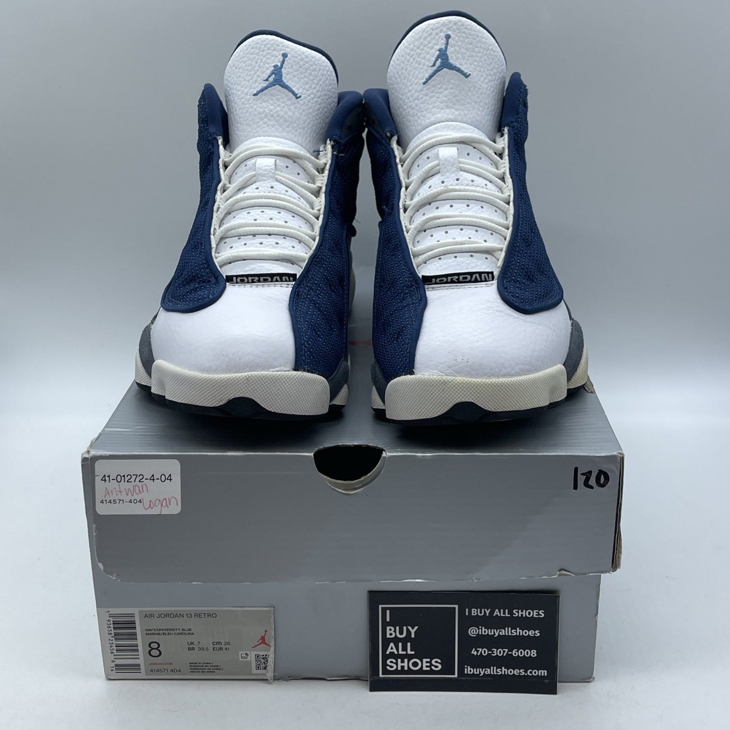 Size 8 - Jordan 13 Retro Mid Flint Blue Grey White Suede Leather (414571-404)