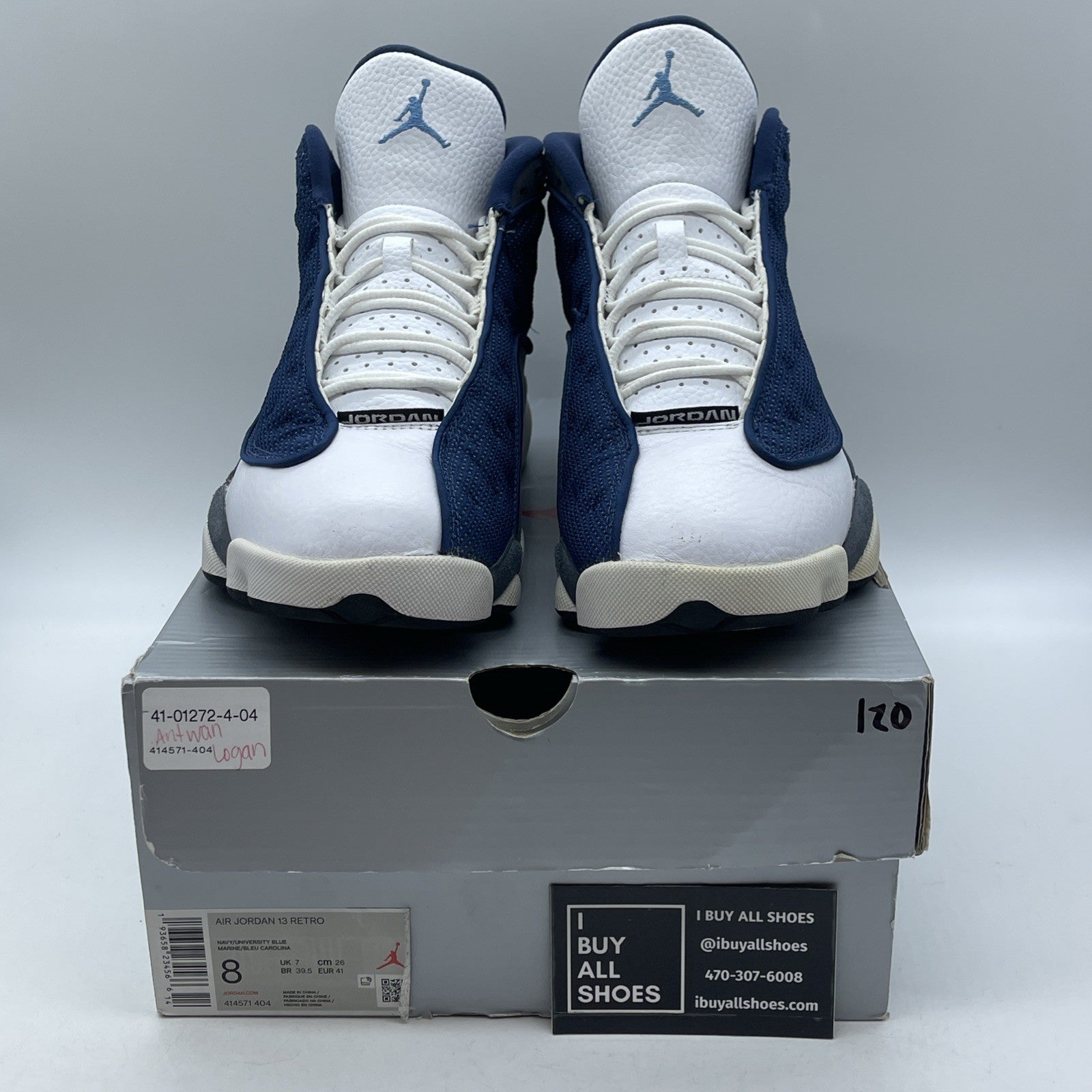 Size 8 - Jordan 13 Retro Mid Flint Blue Grey White Suede Leather (414571-404)
