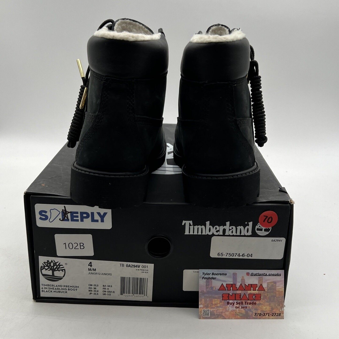 Size 4 - Timberland 6 Inch Premium Youth Kids Black Leather Boots NIB (TB0A294V)