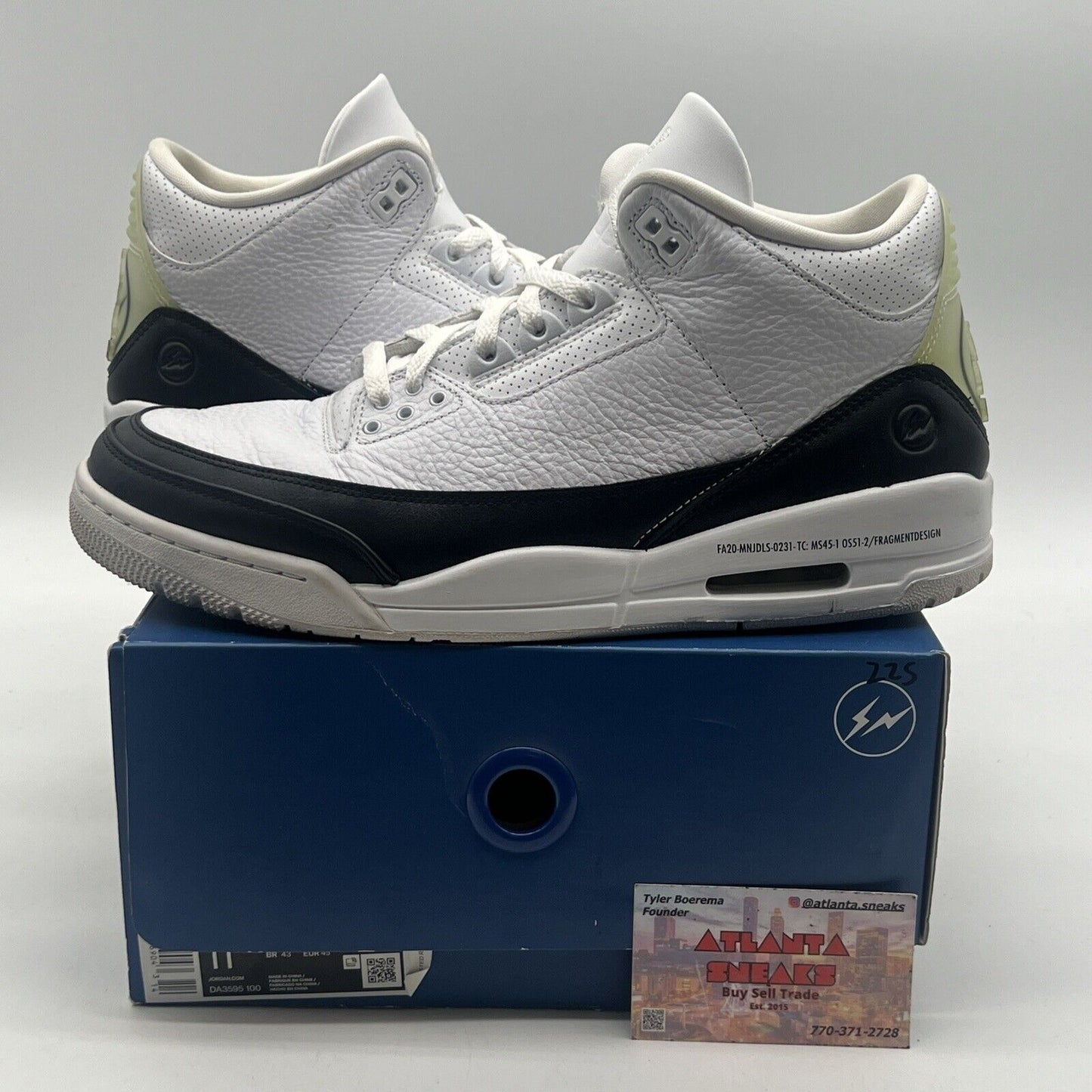 Size 11 - Jordan 3 Retro SP x Fragment Design Mid White Leather (DA3592-100)