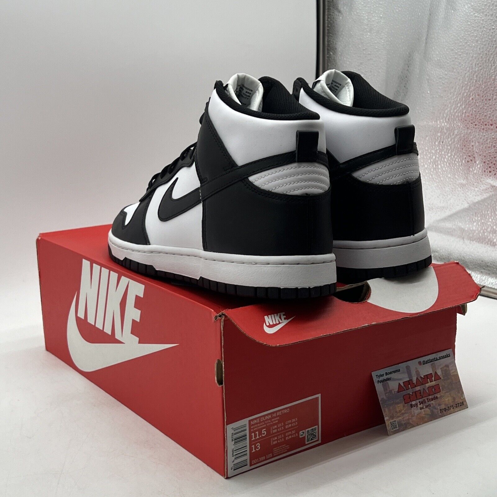 Size 11.5 - Nike Dunk High Black White Leather (DD1399-105)