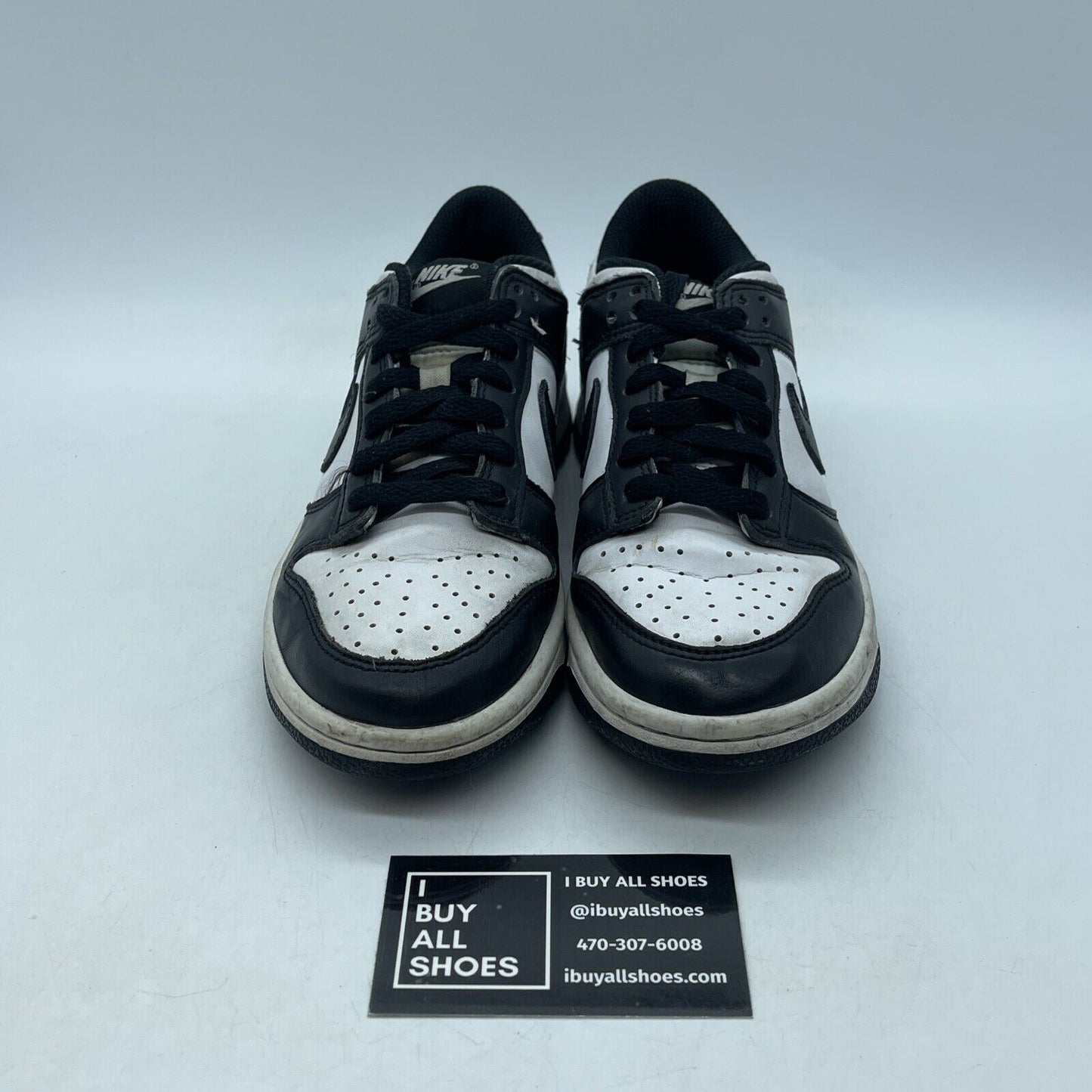 Size 4Y - Dunk Low GS Black white Leather Suede  (CW1590-100)