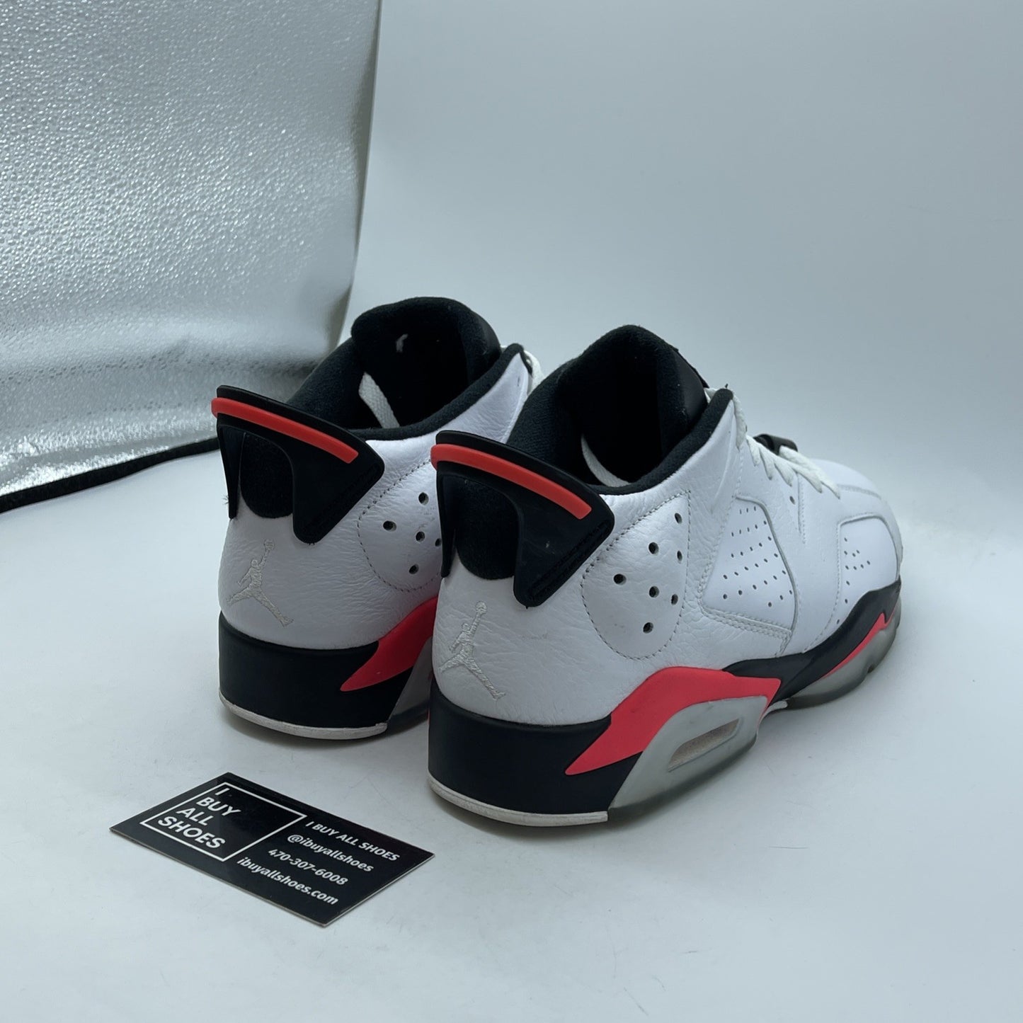 Size 9.5 - Air Jordan 6 Low White Infrared Black Leather (304401-123)
