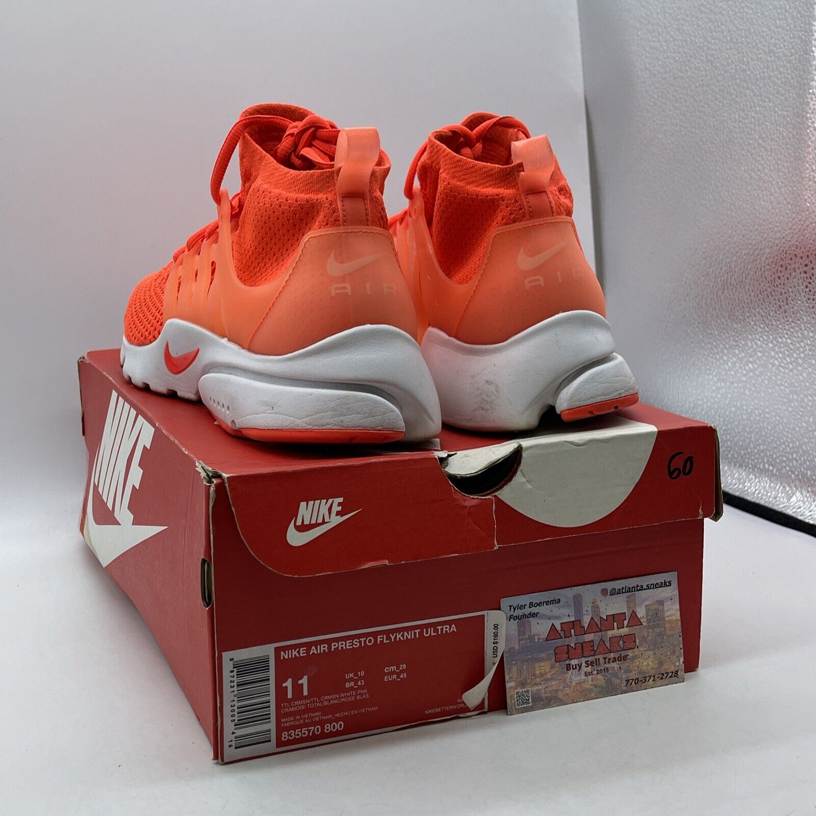 Size 11 - Nike Air Presto Flyknit Ultra Total Crimson Orange Suede (835570-800)