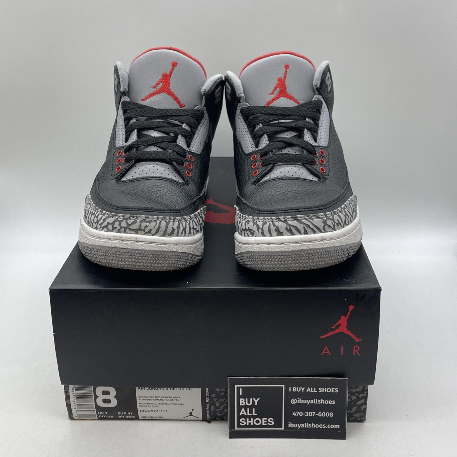 Size 8 - Air Jordan 3 Retro OG Mid Black Cement (854262-001)