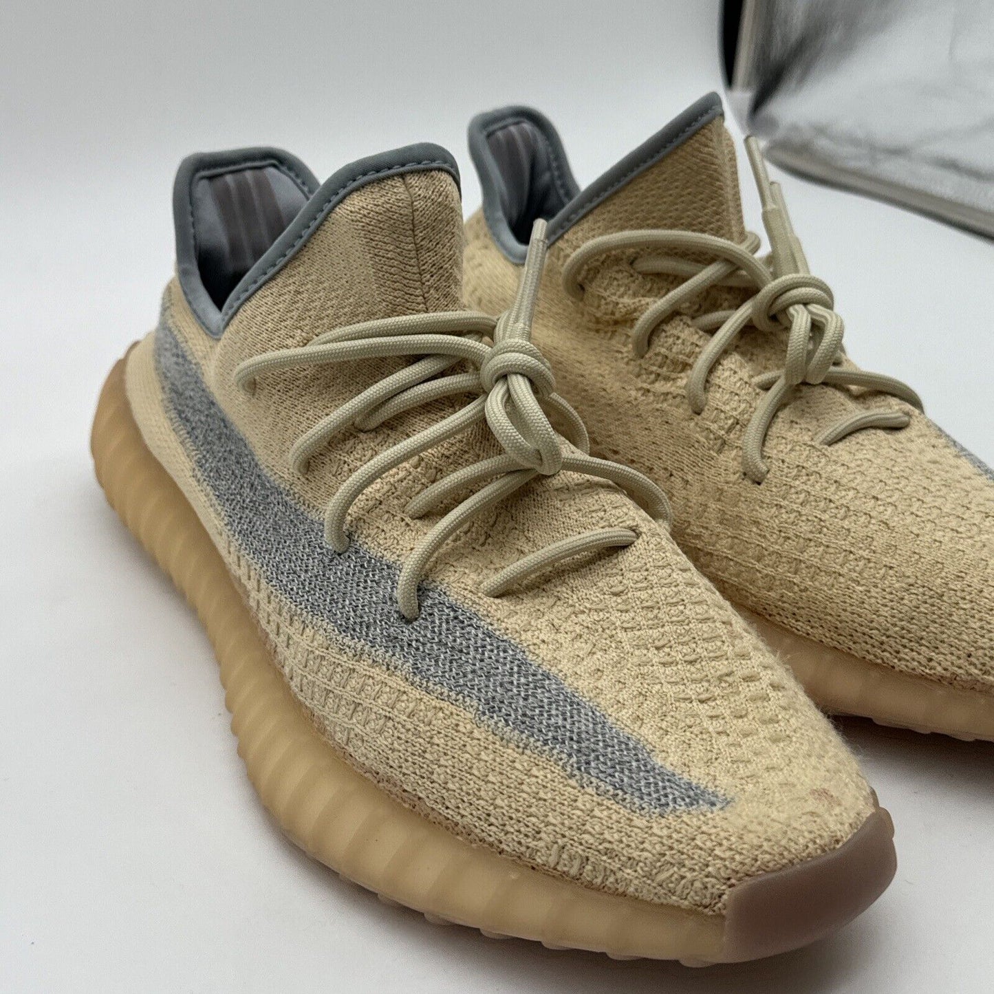 Size 10.5 - adidas Yeezy Boost 350 V2 Linen Yellow Blue Reflective Comfy Boost