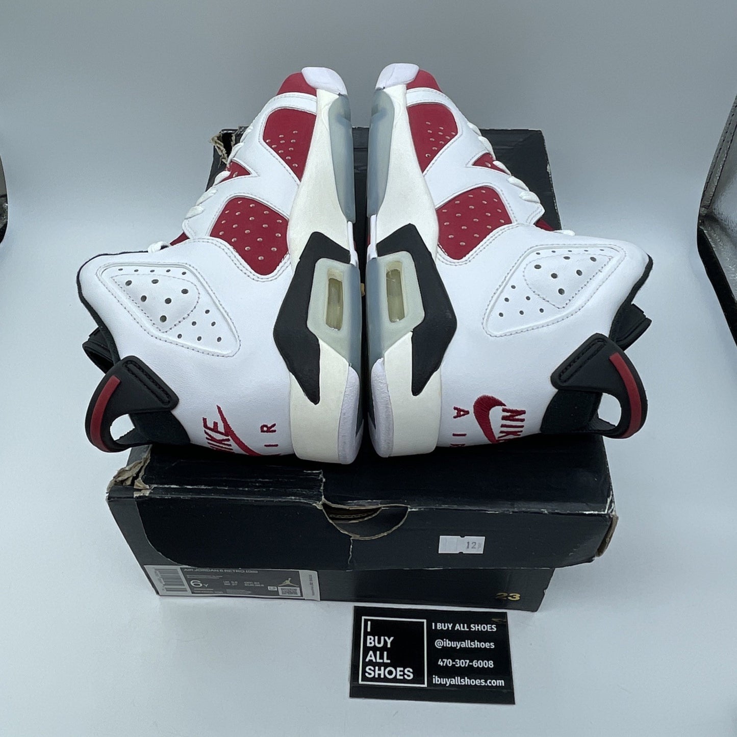 Size 6Y - Jordan 6 Retro OG Mid Carmine Red White Leather Suede (384665-106)