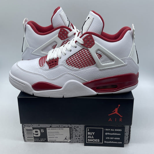 Size 9.5 - Jordan 4 Retro alternate 89 2016 White Red Leather (308497-106)