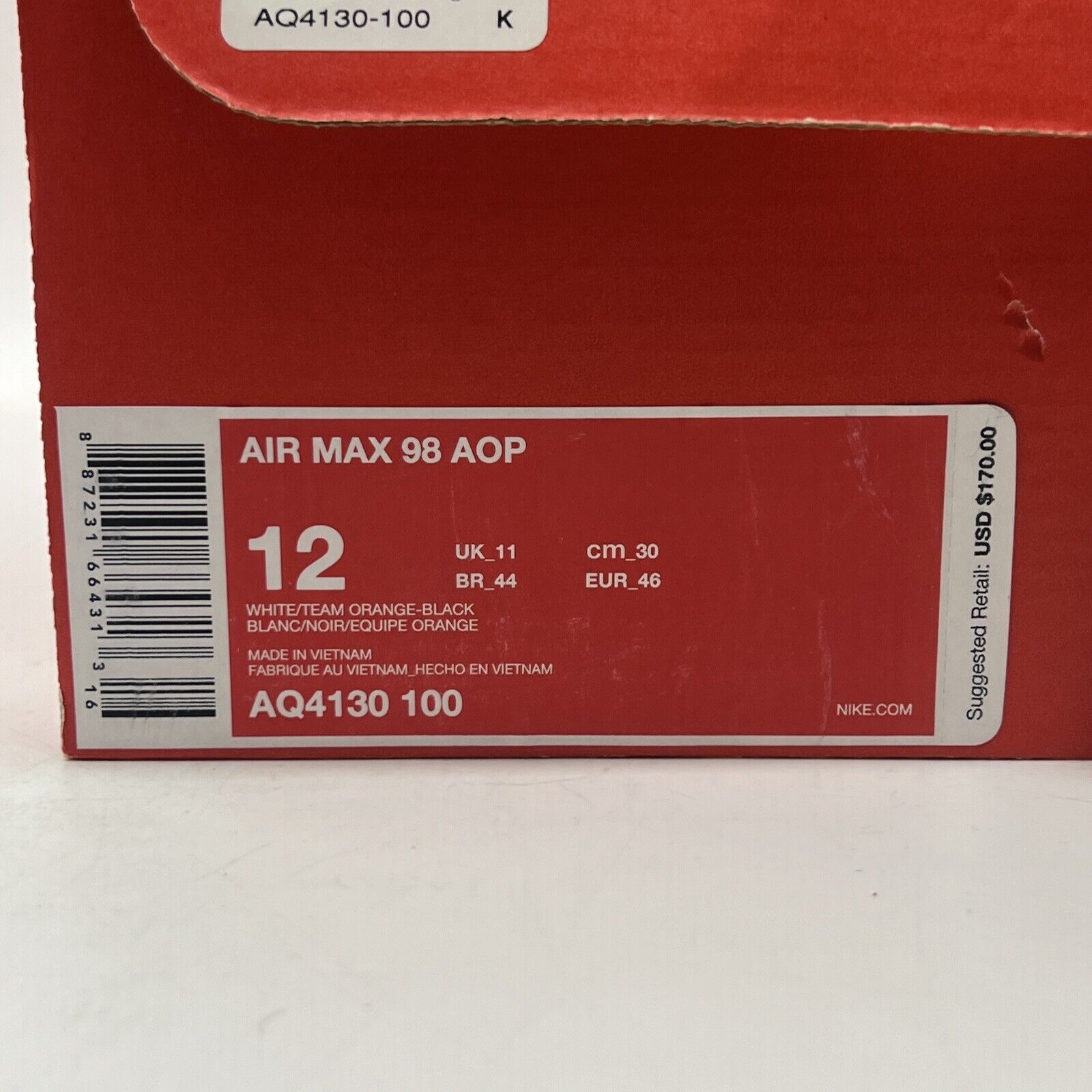 Size 12 - Nike Air Max 98 All Over Print Black White (AQ4130-100)