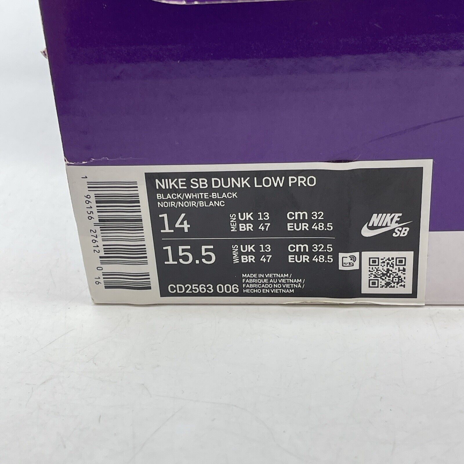 Size 14 - Nike Dunk Low SB Black Gum Suede White Brown Leather (CD2563-006)
