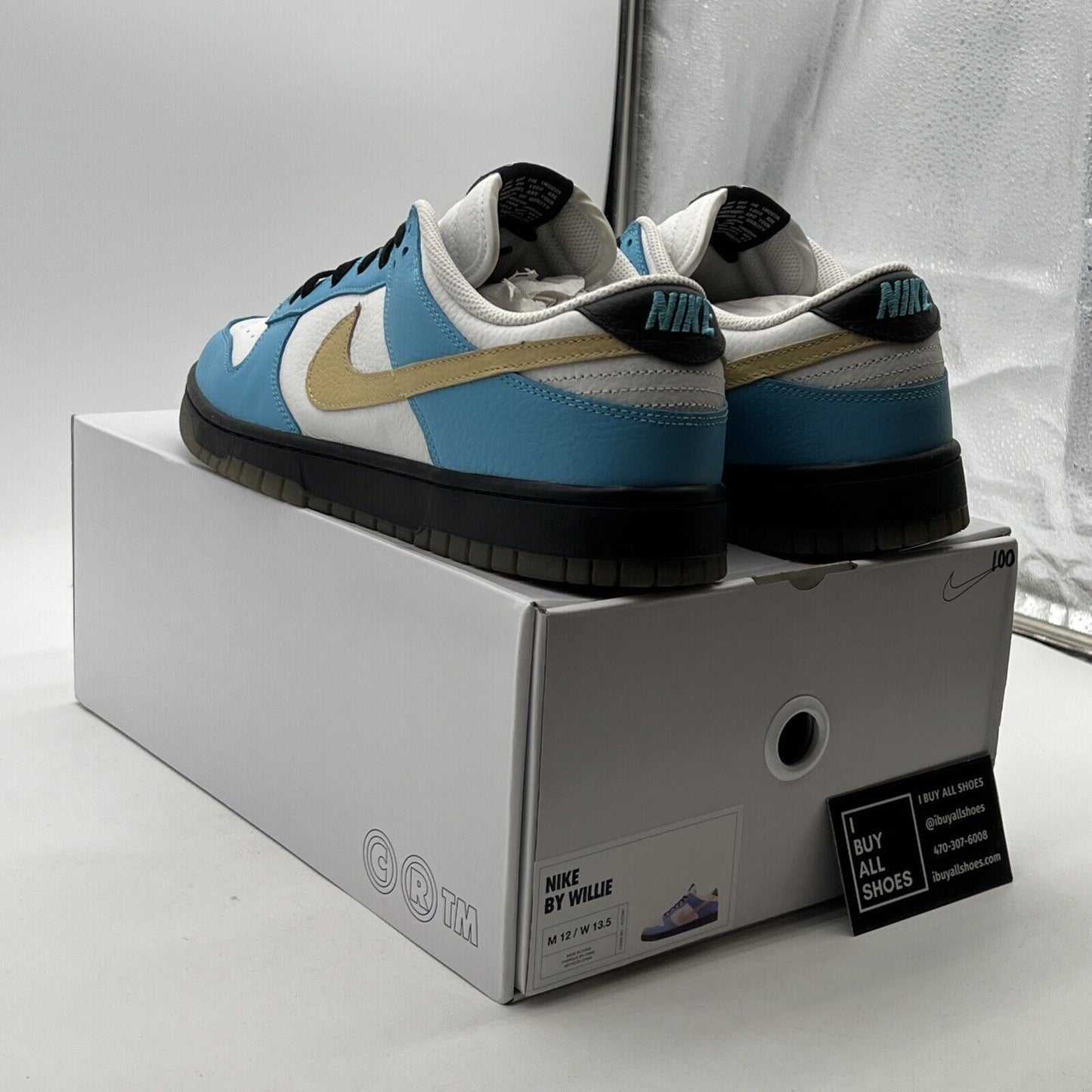 Size 12 - Nike Dunk Low By You Turquoise/Black/Cream Swoosh