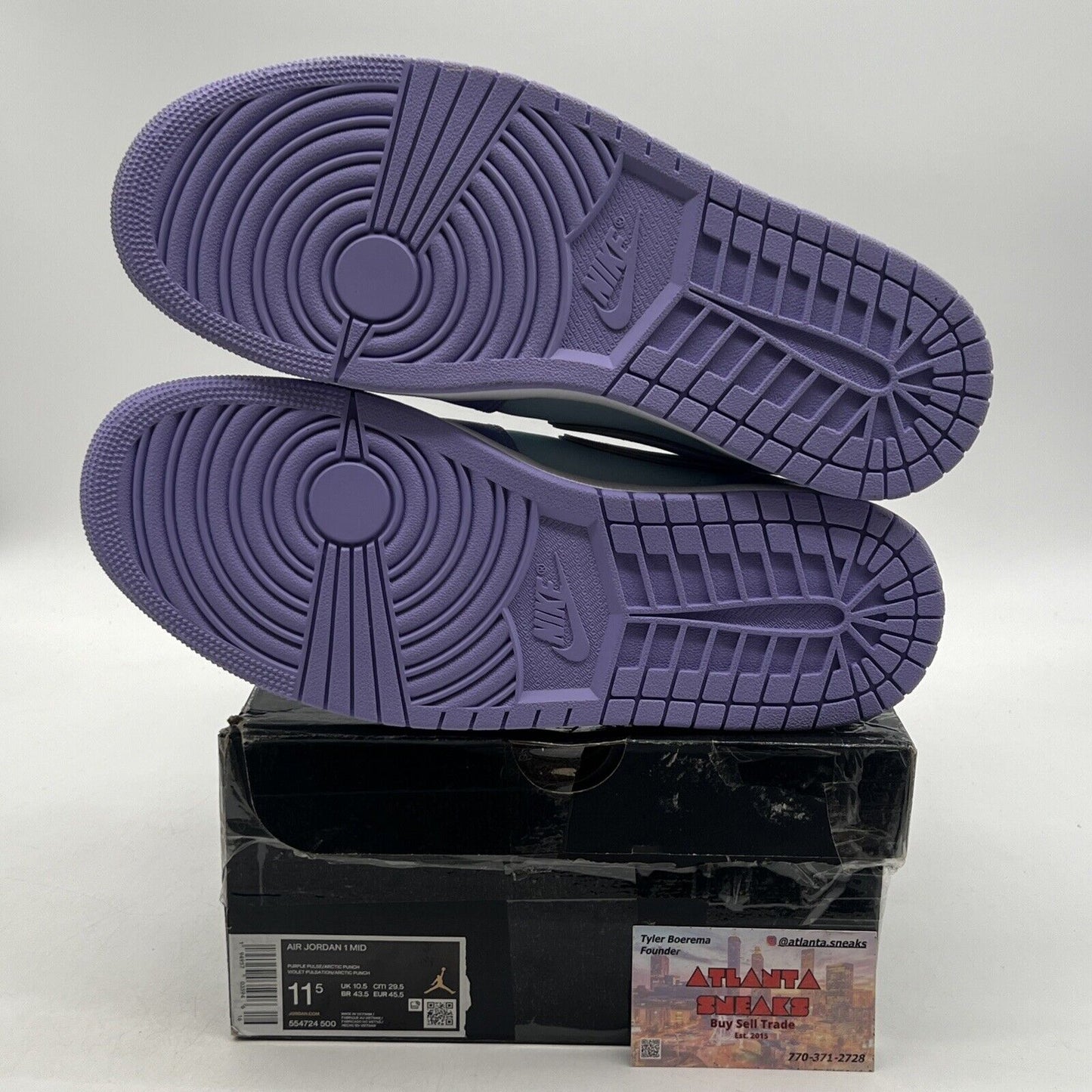 Size 11.5 - Air Jordan 1 Mid Purple Pulse Leather White (554724-500)