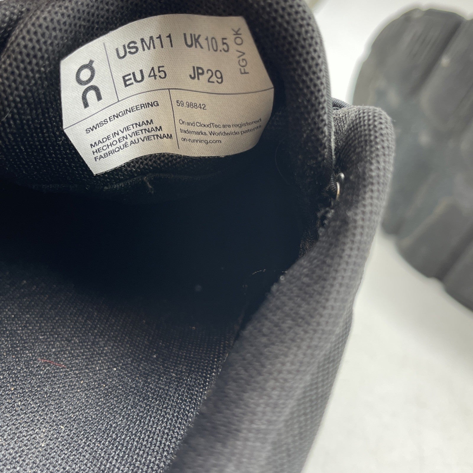 Size 11 -  On Cloud 5 Waterproof Black Silver