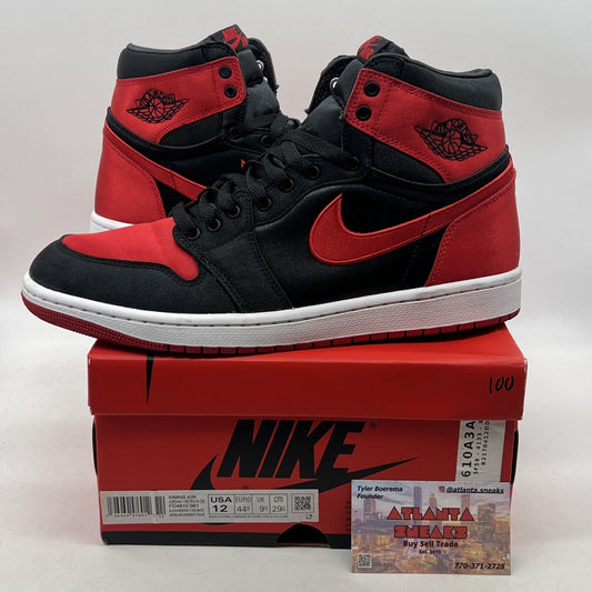 Size 12 - Air Jordan 1 Retro OG 2023 High Satin Bred W Black White (FD4810-061)