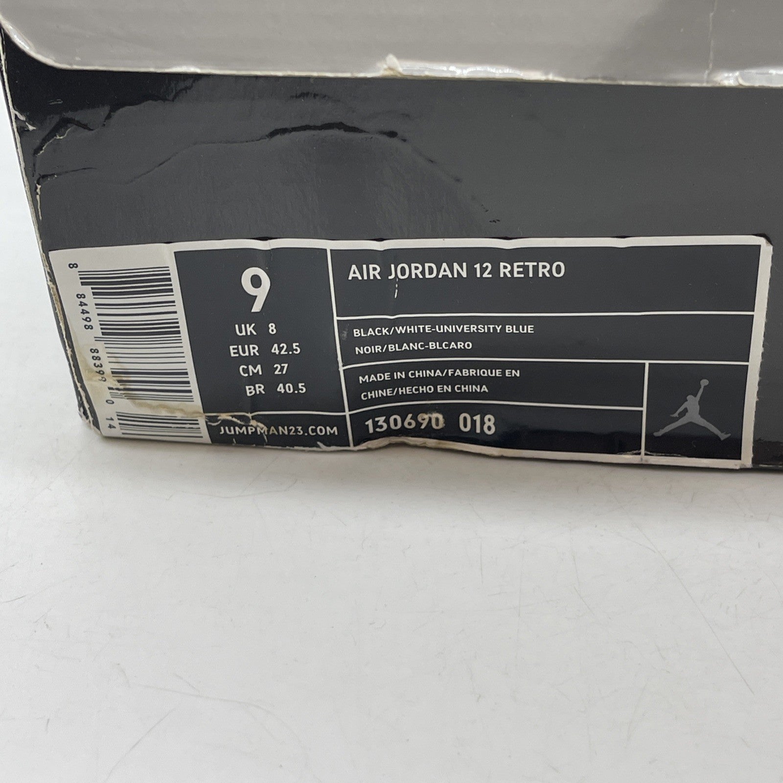 Size 9 - Air Jordan 12 Retro 2009 Nubuck Black Suede Leather (130690-018)