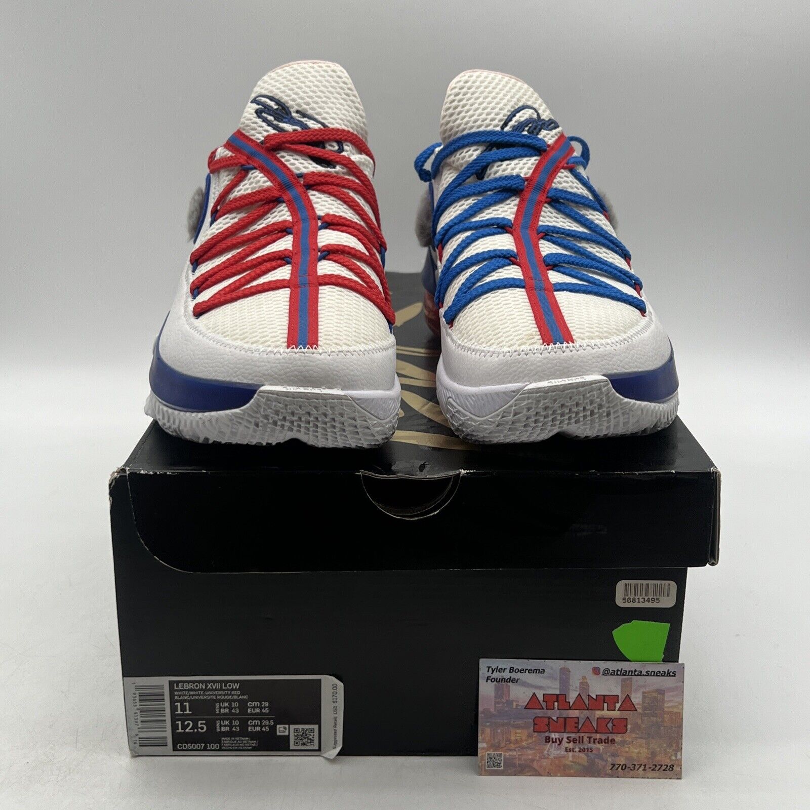 Size 11 - Nike LeBron 17 Low Tune Squad Blue Red White Grey Leather (CD5007-100)