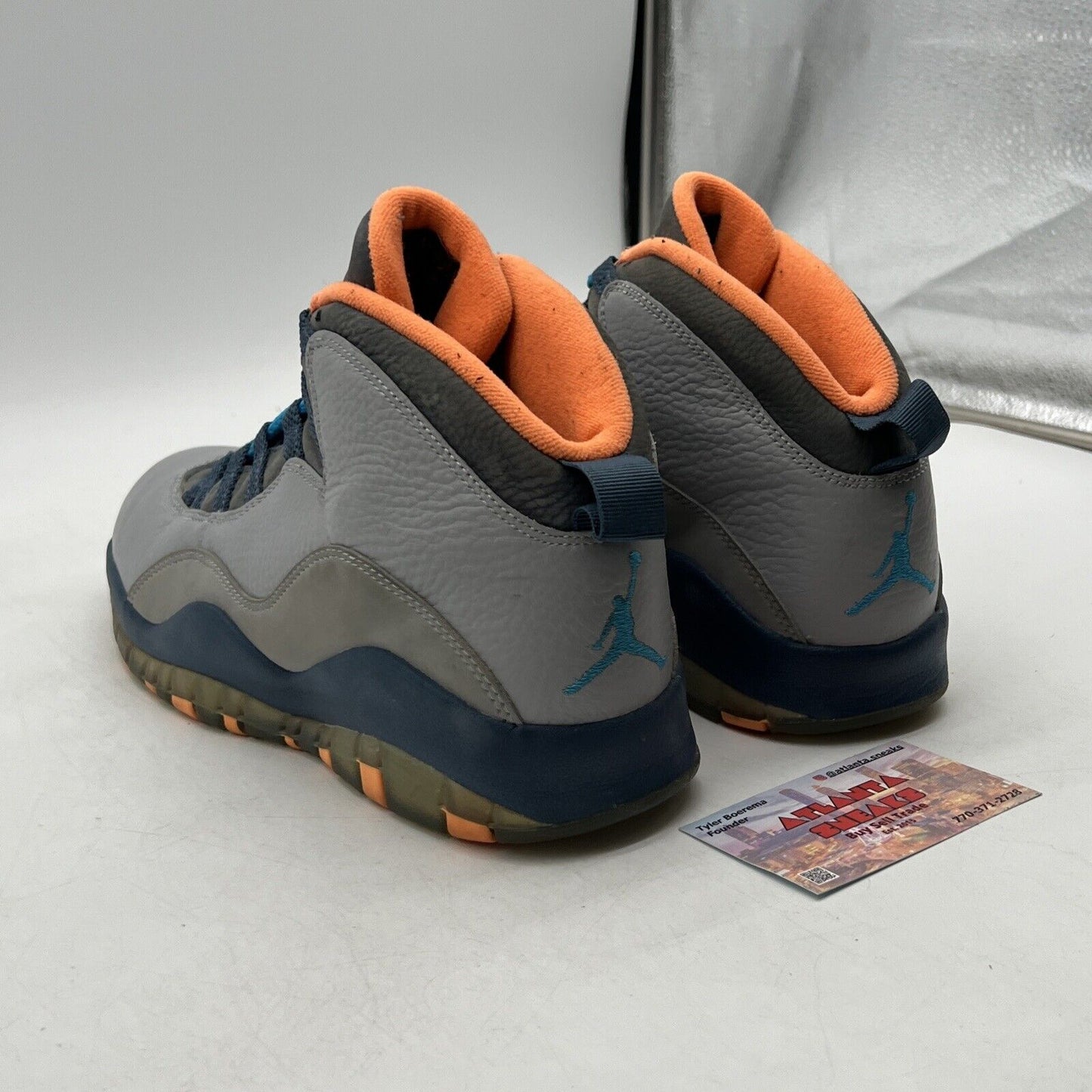 Size 9 - Air Jordan 10 Retro Bobcats Grey Blue Orange Leather (310805-026)