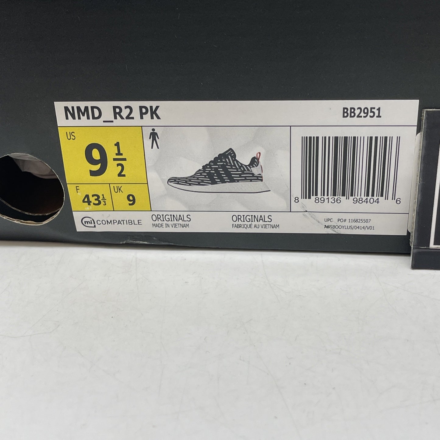 Size 9.5 - Adidas NMD_R2 PK Core Black Stripe (BB2951)