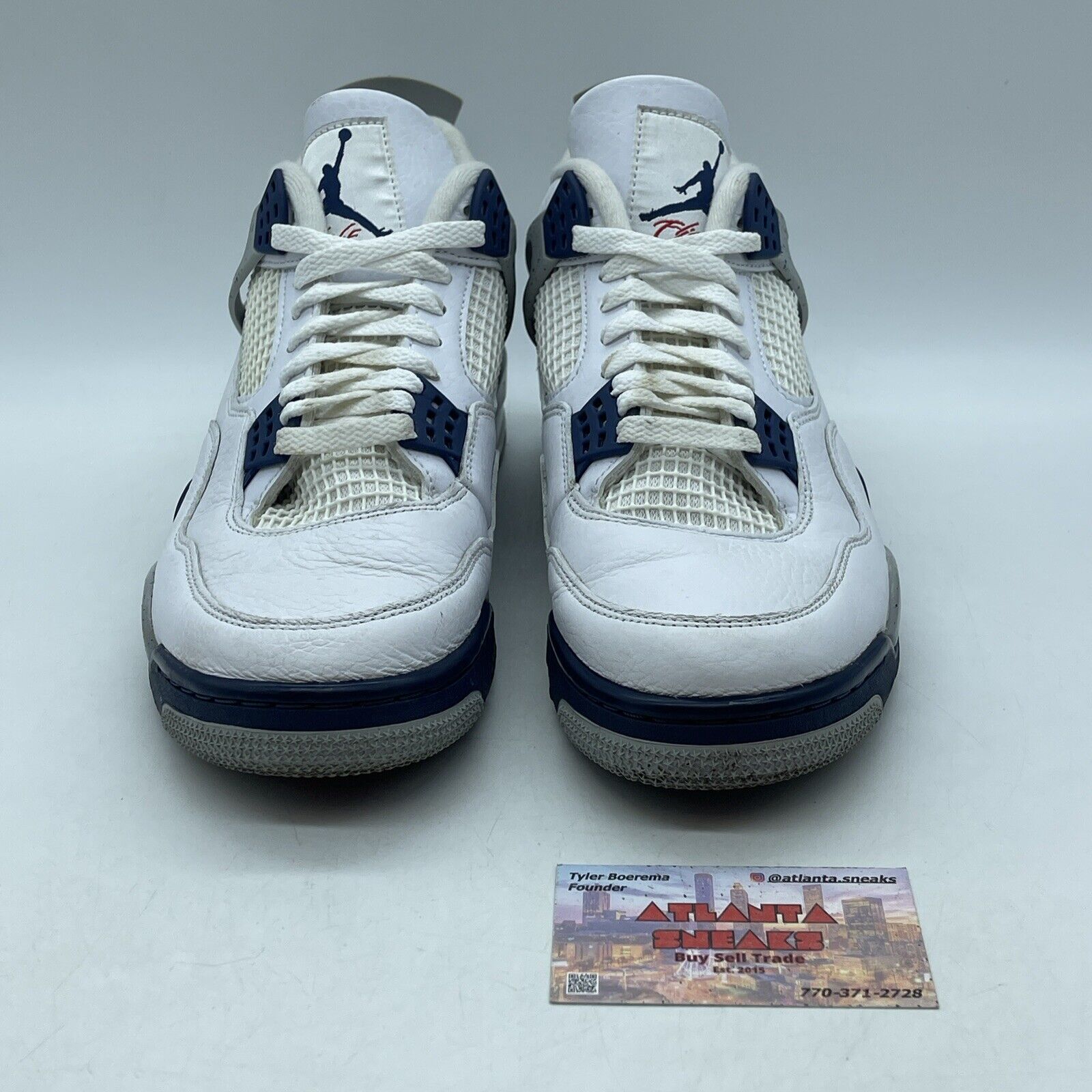 Size 9.5 - Jordan 4 Retro Mid Midnight Navy Grey White Leather (DH6927-140)