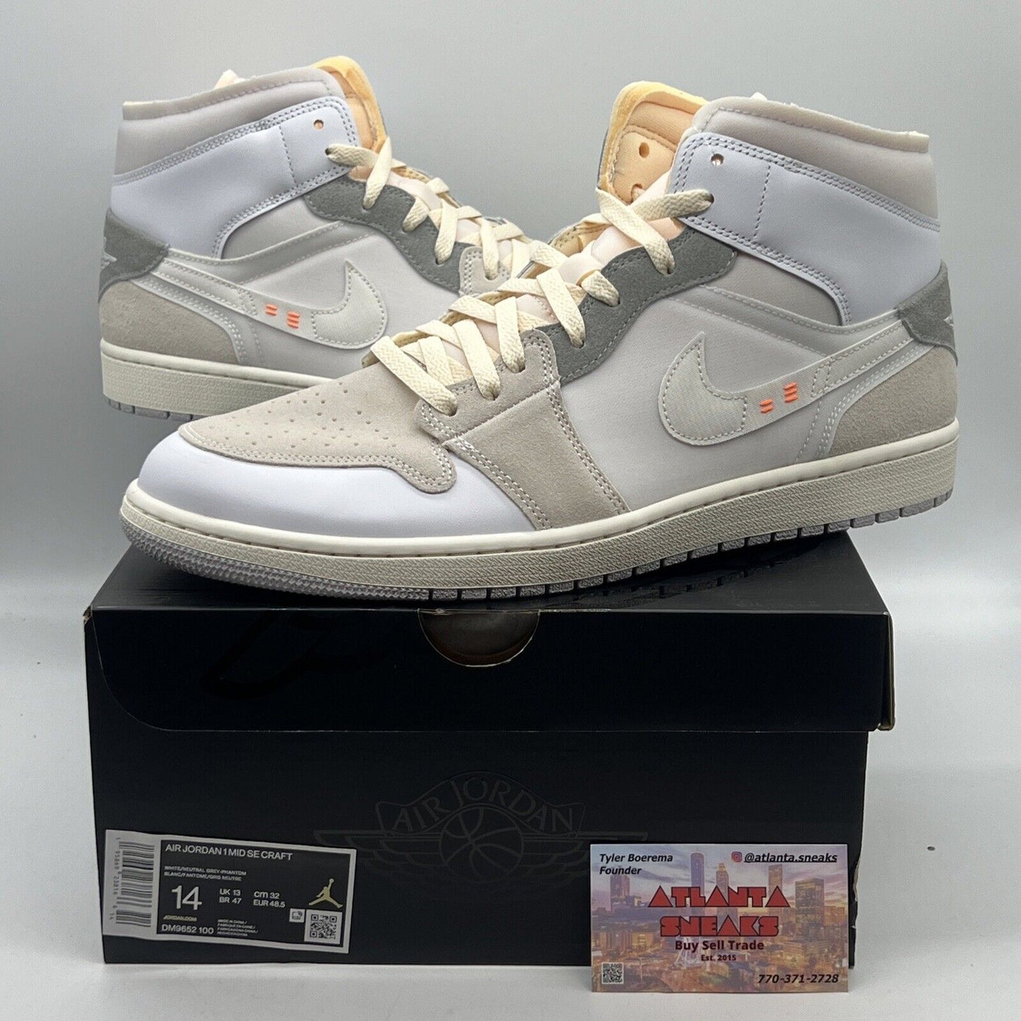 Size 14 - Jordan 1 Mid SE Craft White 2022 Brand New Og All