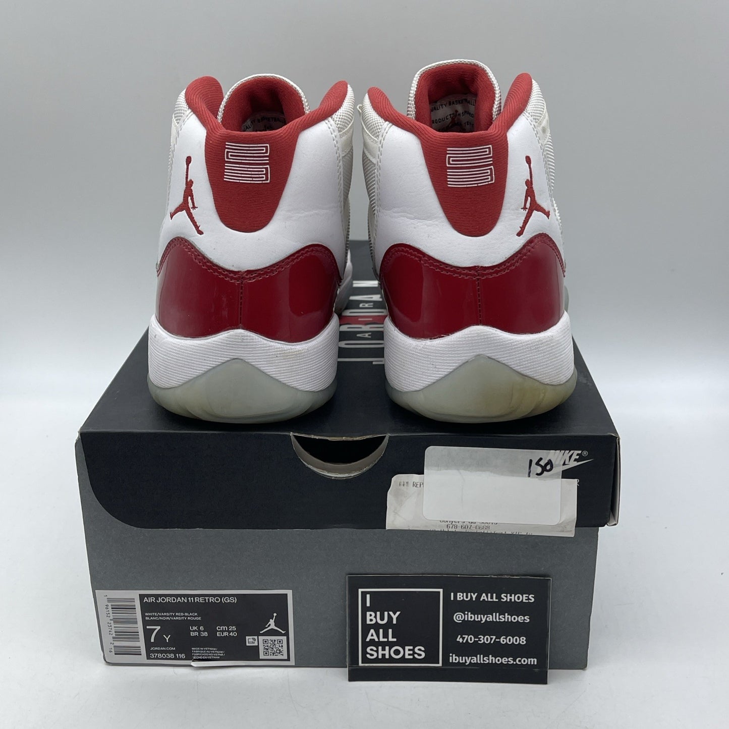 Size 7Y (GS) - Jordan 11 Retro Mid Cherry Red White Leather