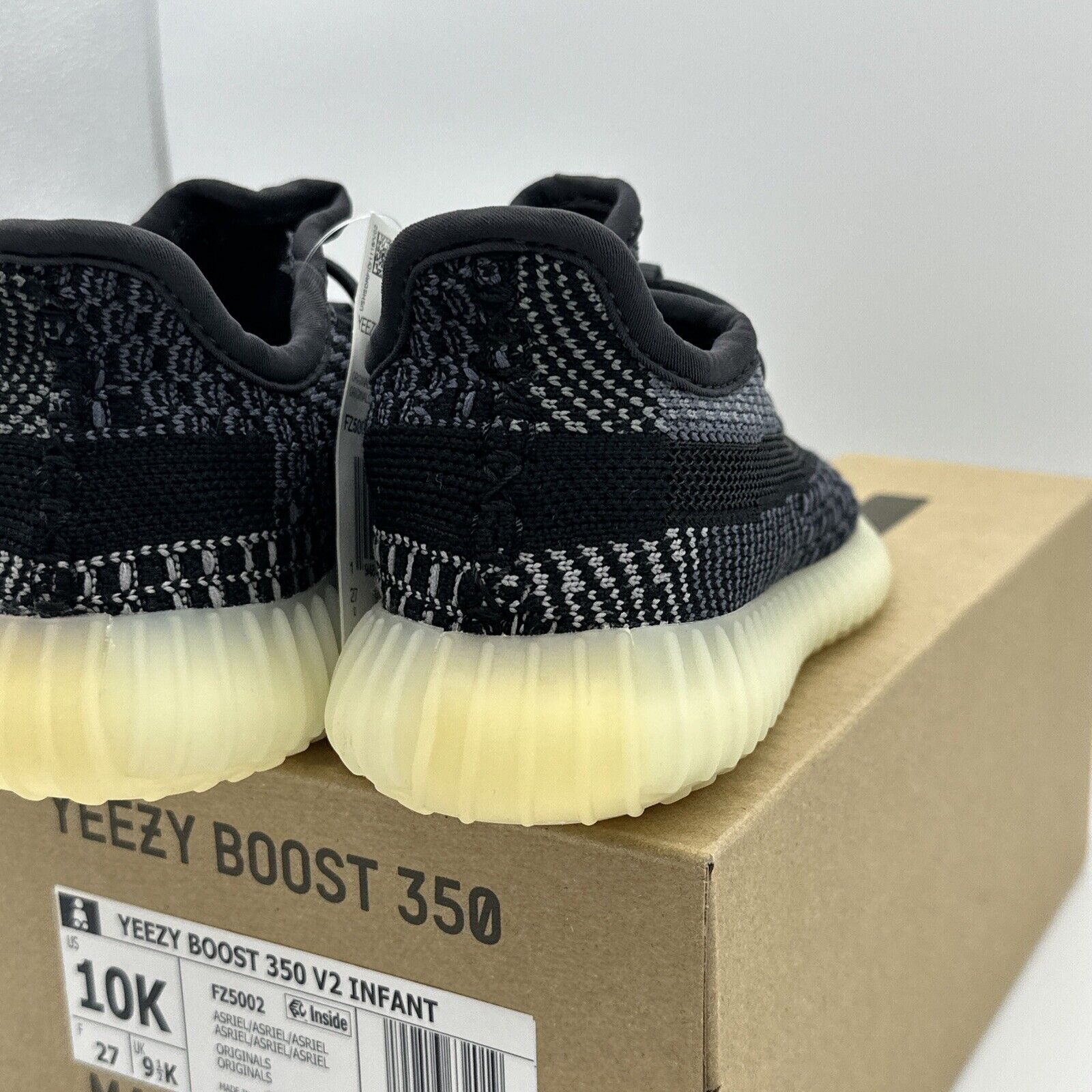 ADIDAS KANYE WEST YEEZY 350 BOOST V2 CARBON BLACK GUM Size 10K FZ5002 TODDLER 🔥