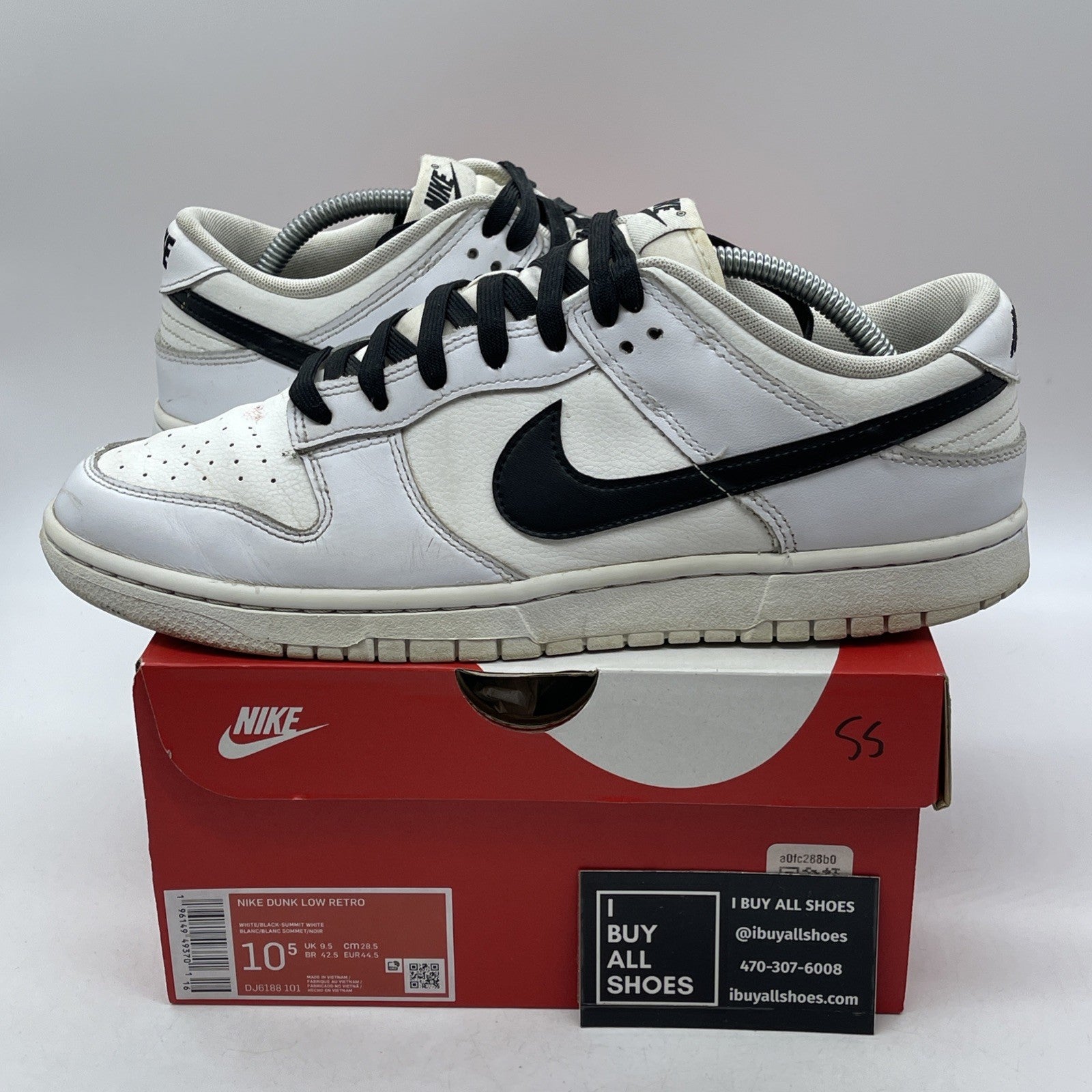 Size 10.5 - Nike Dunk Low Reverse Panda Black White Leather (DJ6188-101)