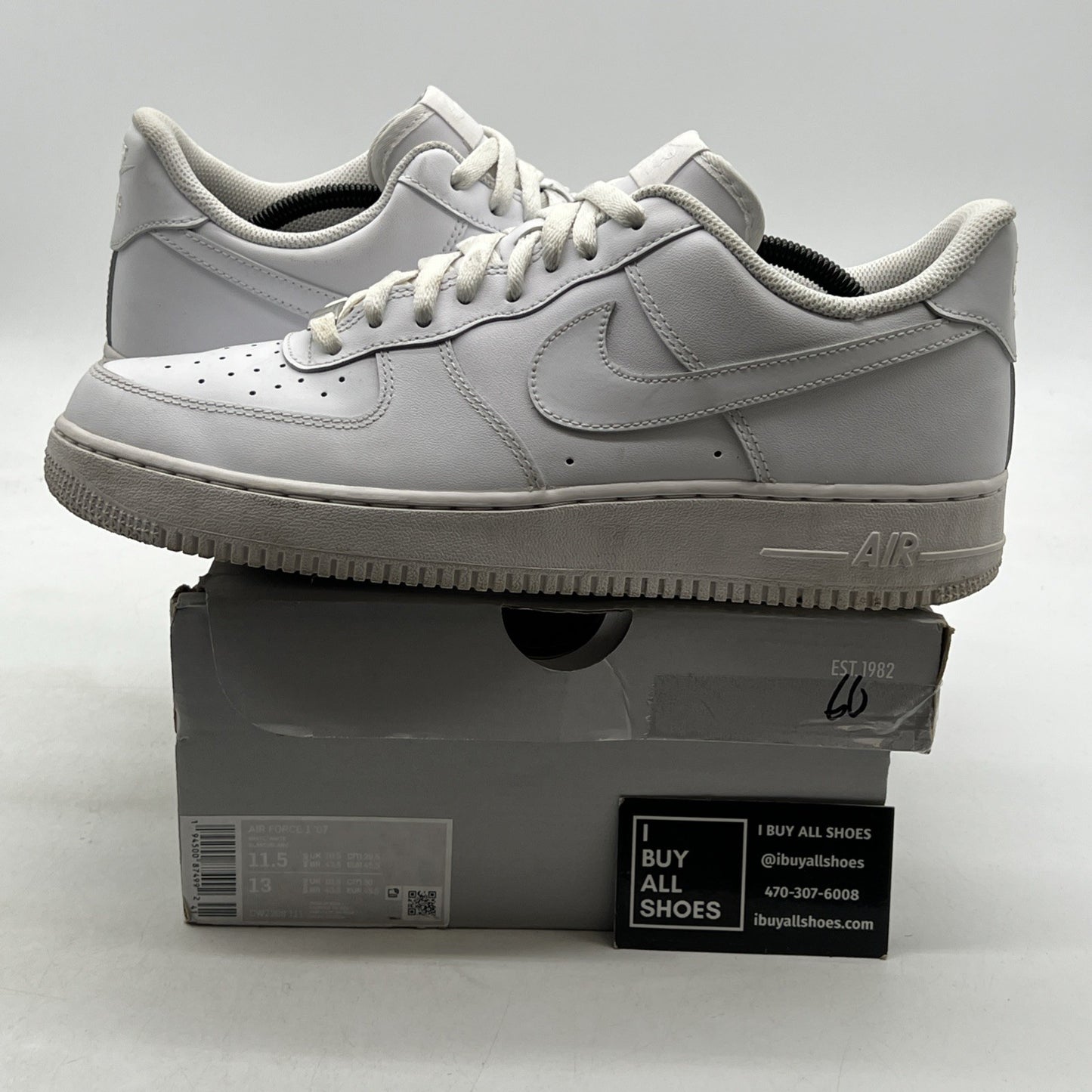Size 11.5 - Nike Air Force 1 '07 Low Triple White (CW2288-111)