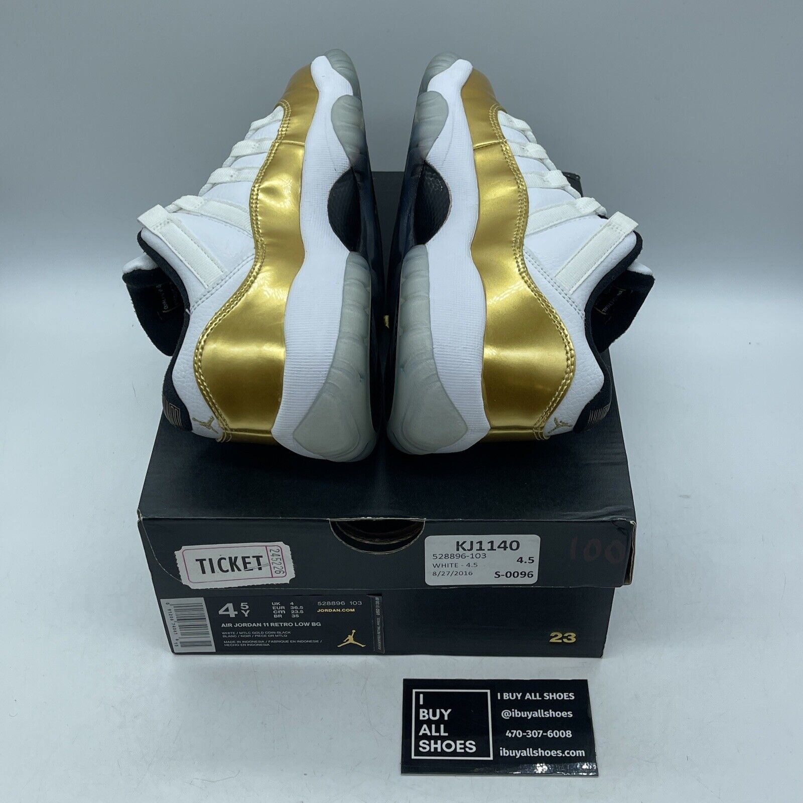 Size 4.5 - Air Jordan 11 Retro Low Closing Ceremony Gold White (528896-103)