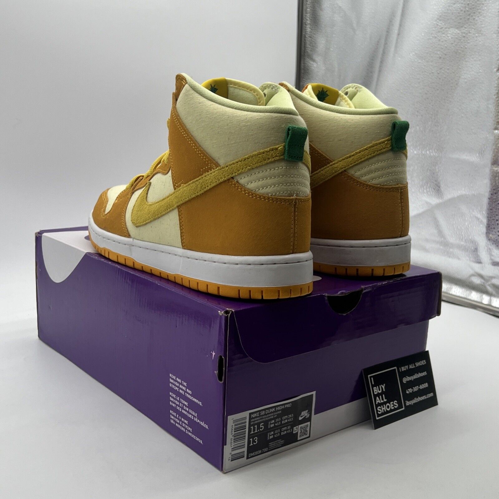 Size 11.5 - Nike Dunk SB High Fruity Pack - Pineapple (DM0808-700)