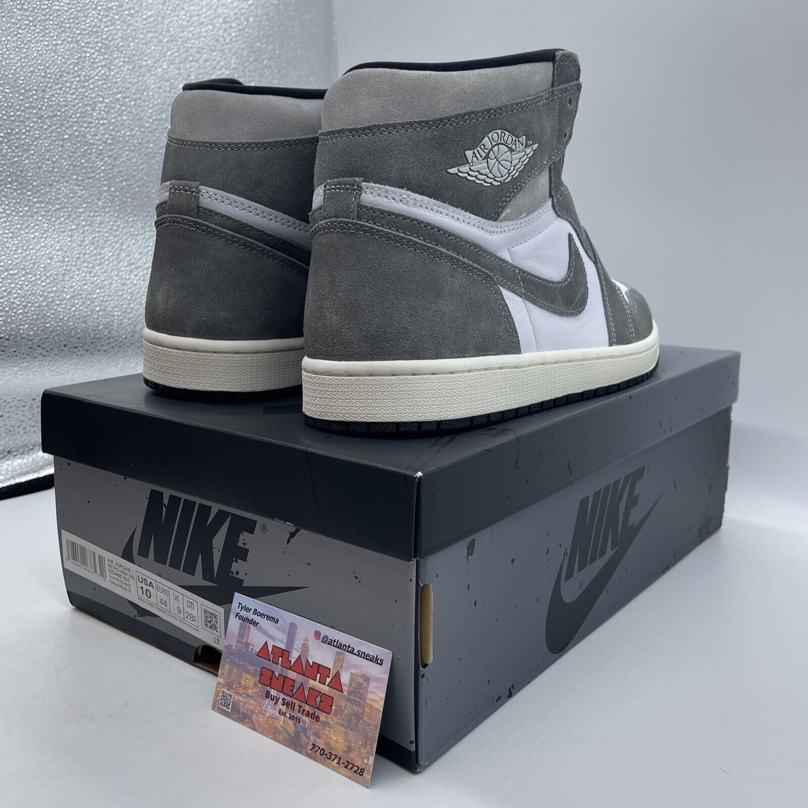 Size 10 - Air Jordan 1 Retro OG High Washed Black White Suede (DZ5485-051)