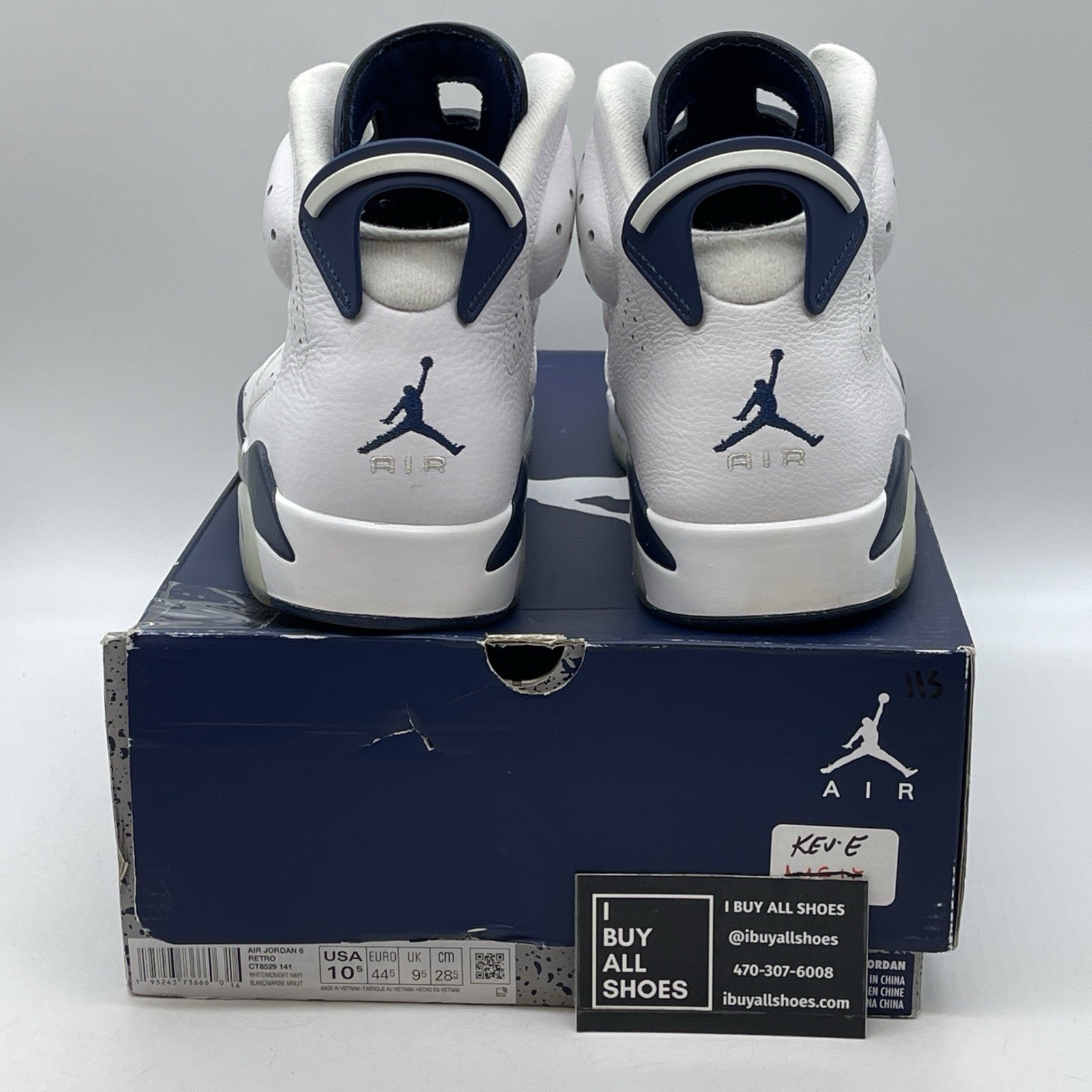 Size 10.5 - Jordan 6 Retro Midnight Navy White Leather (CT8529-141)