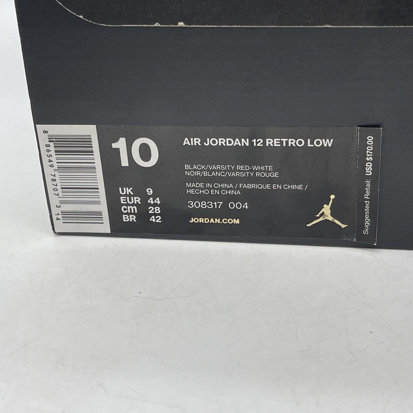Size 10 - Air Jordan 12 Retro Low Playoffs Black White Leather (308317-004)