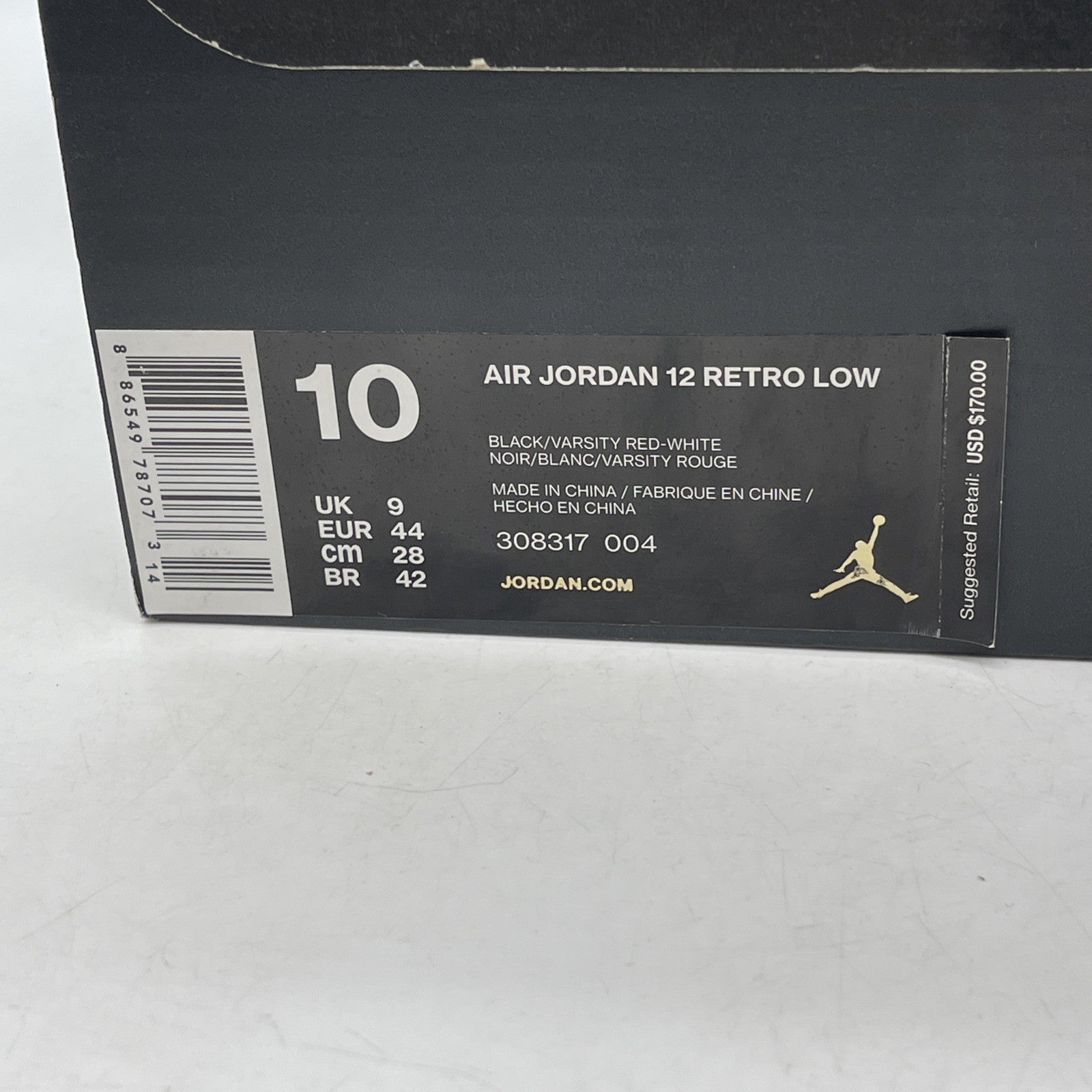 Size 10 - Air Jordan 12 Retro Low Playoffs Black White Leather (308317-004)