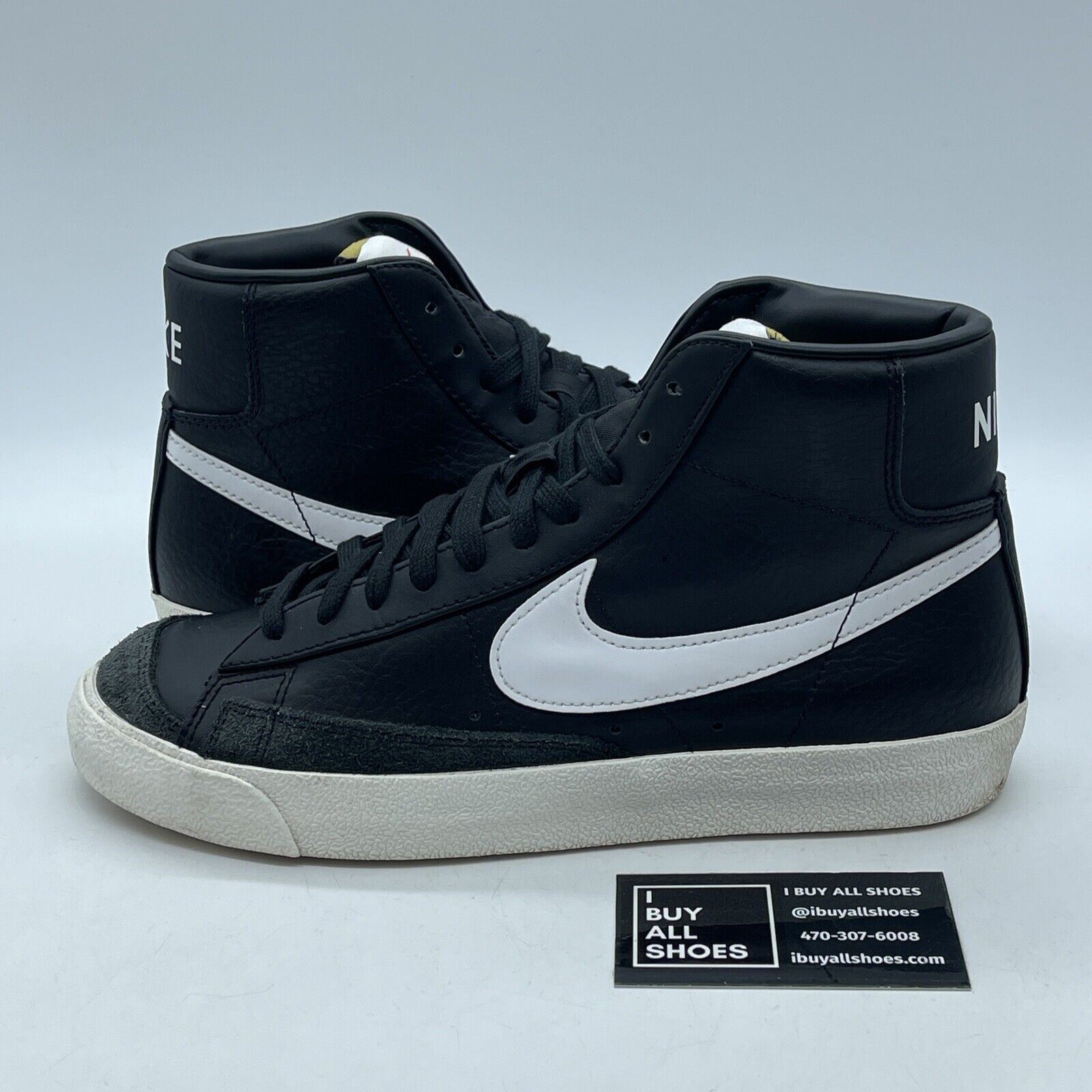 Size 8 - Nike Blazer '77 Vintage Mid Black Sail White Leather (BQ6806-002)