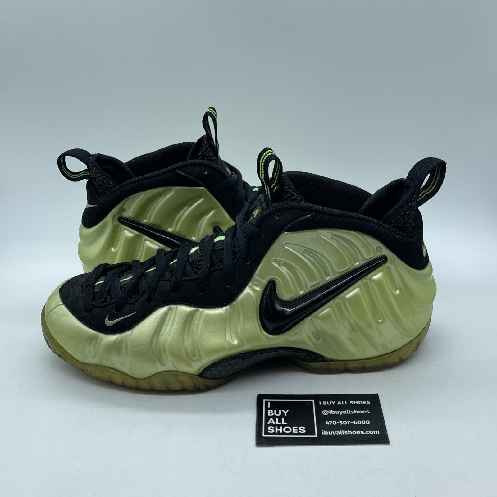 Size 11.5 - Nike Air Foamposite Pro Electric Green Black Suede (624041-300)