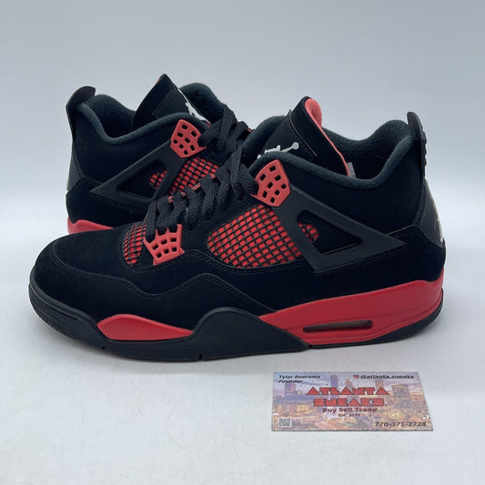 Size 9.5 - Jordan 4 Retro Mid Red Thunder Black Suede White Leather (CT8527-016)