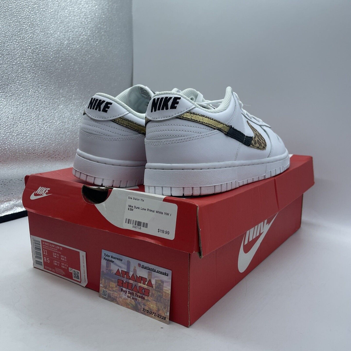 Size 11W - Nike Dunk SE Low Primal White Black White Brown Leather (DD7099-100)
