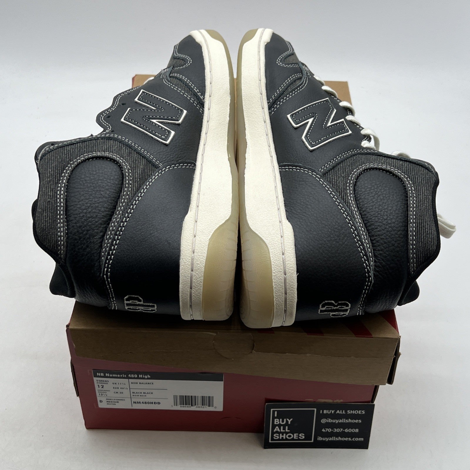 Size 12 - New Balance 480 High Black White Sneaker (NM480HDD)