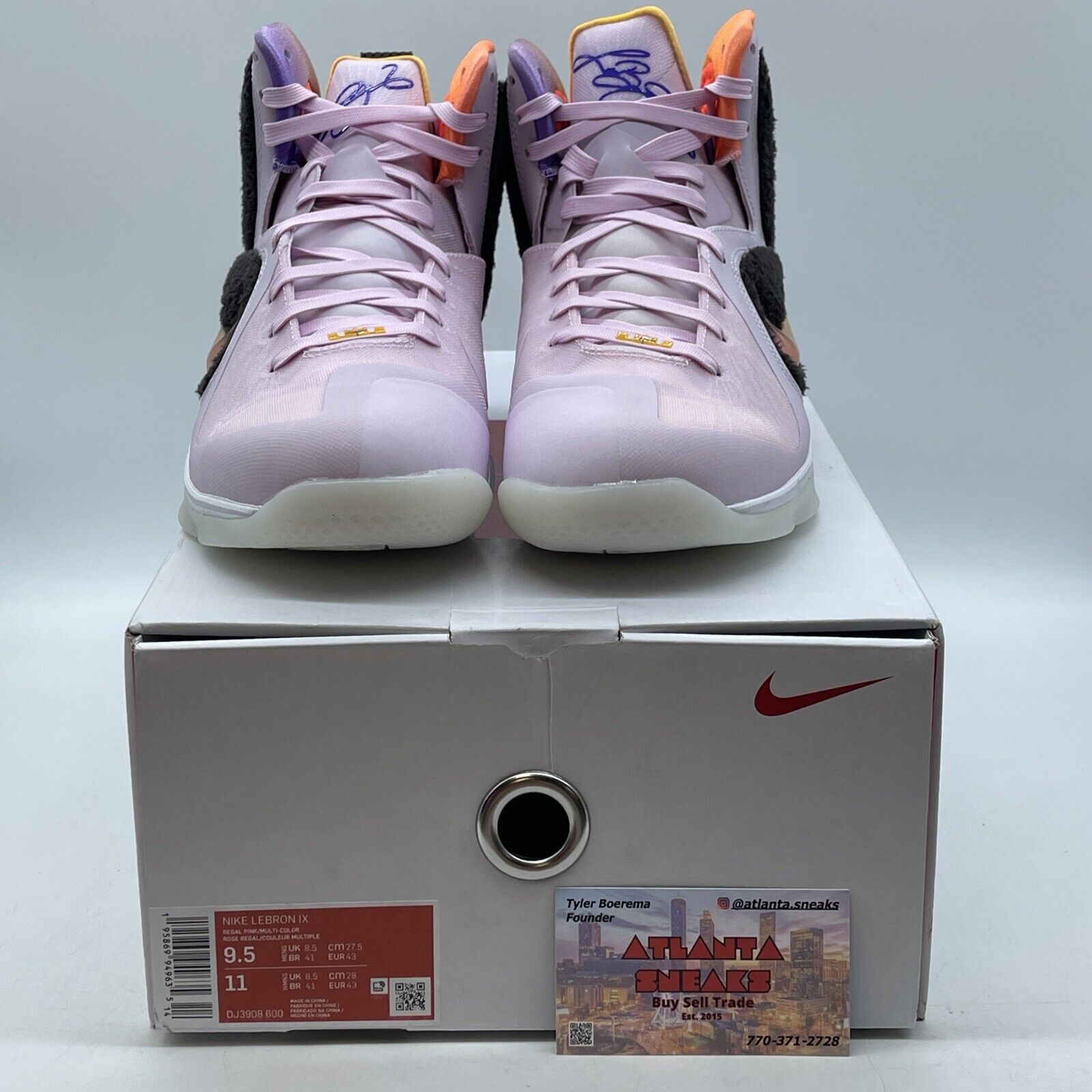 Size 9.5 - Nike LeBron 9 Regal Pink Orange Yellow Purple Blue (DJ3908-600)