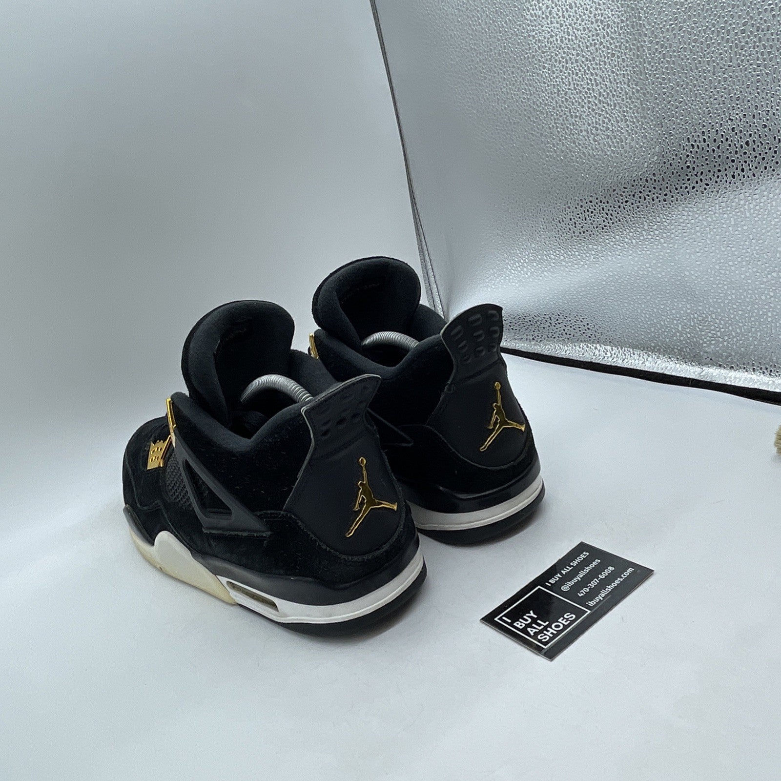 Size 13 - Air Jordan 4 Retro Royalty 2017 Black Gold Suede (308497-032)