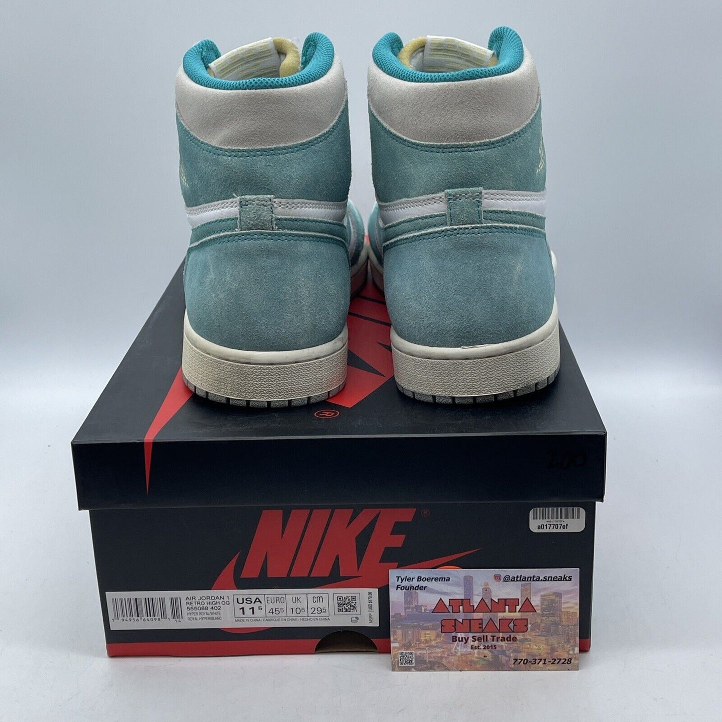 Size 11.5 - Jordan 1 Retro OG High Hyper Royal Blue Grey Suede (555088-402)