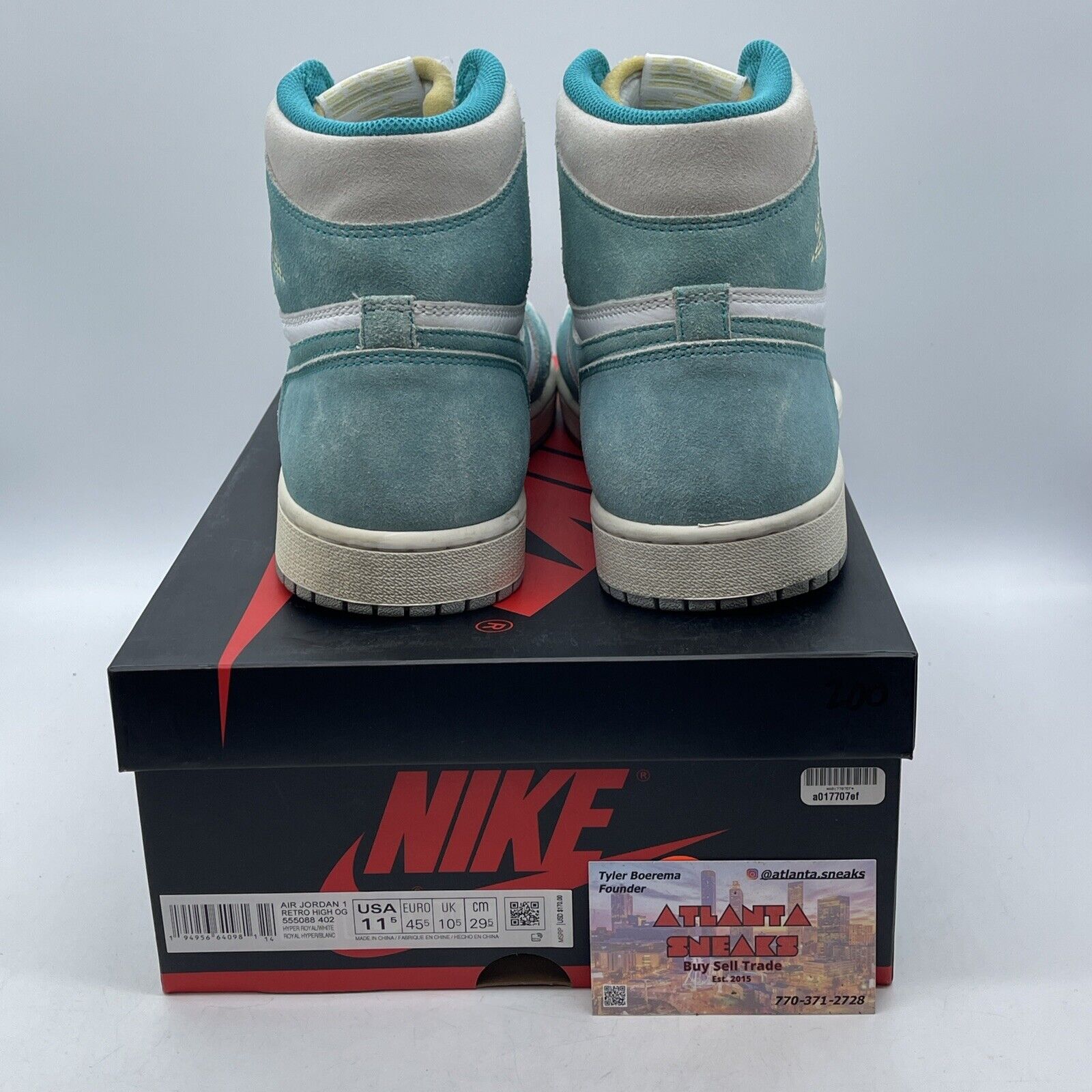 Size 11.5 - Jordan 1 Retro OG High Hyper Royal Blue Grey Suede (555088-402)